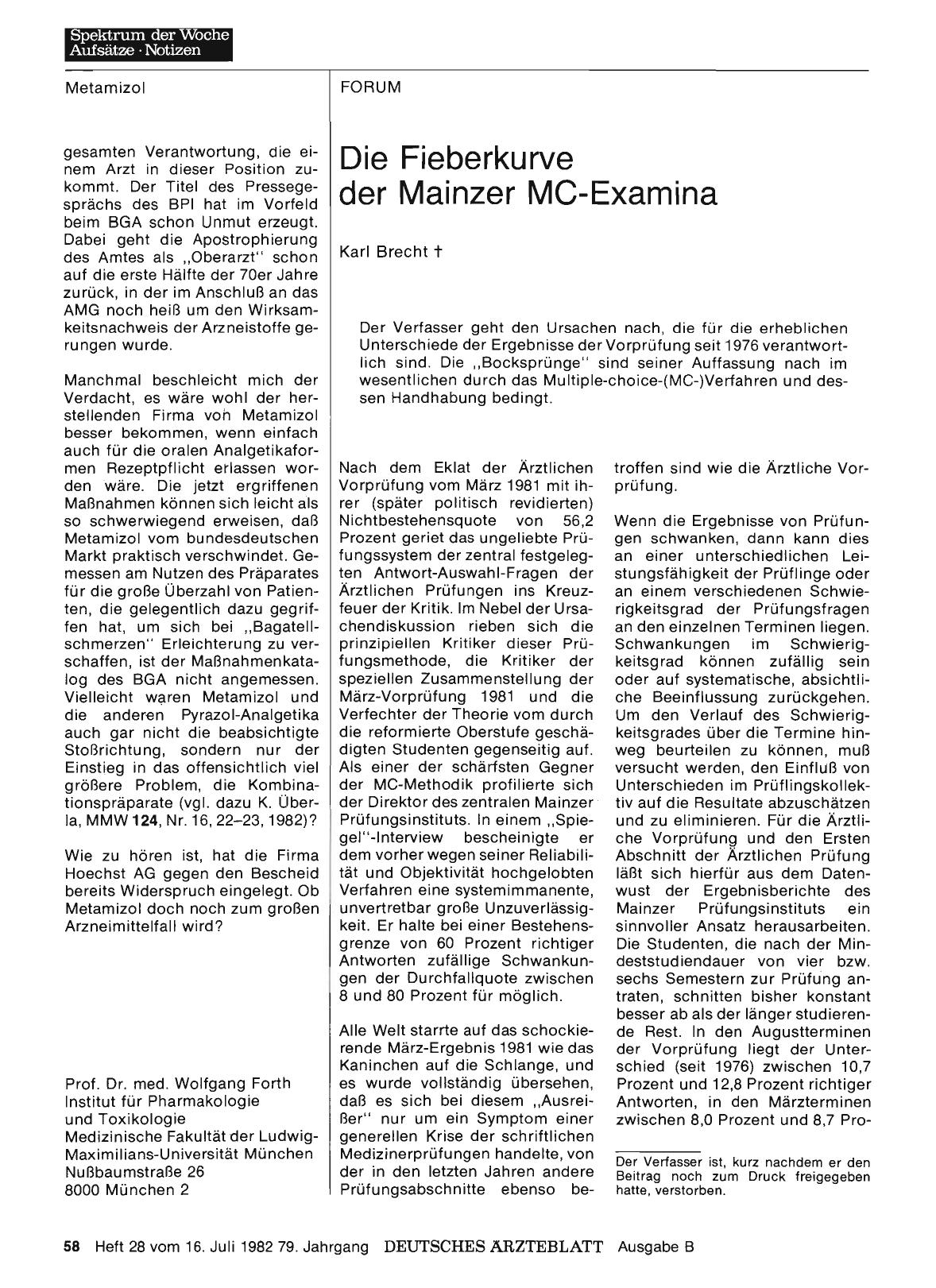Vorschauseite 1: Die Fieberkurve der Mainzer MC-Examina