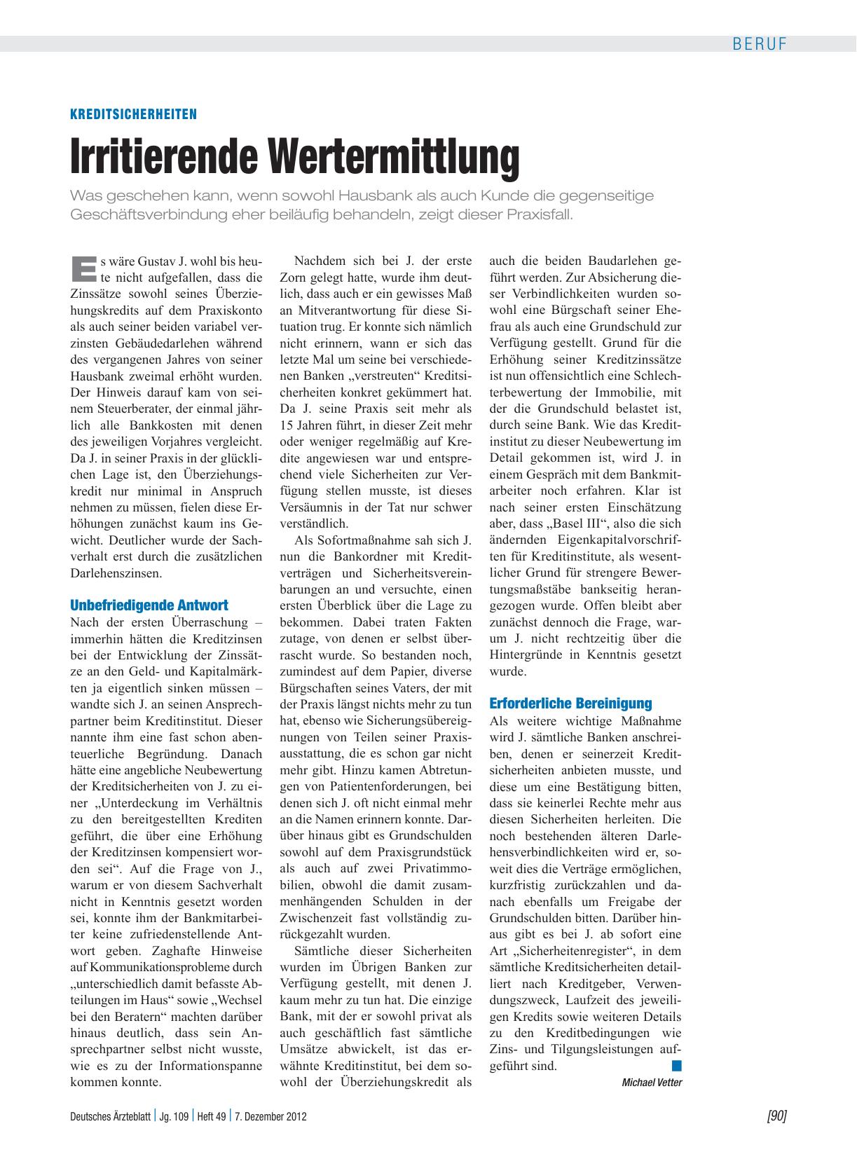 Vorschauseite 1: Kreditsicherheiten: Irritierende Wertermittlung