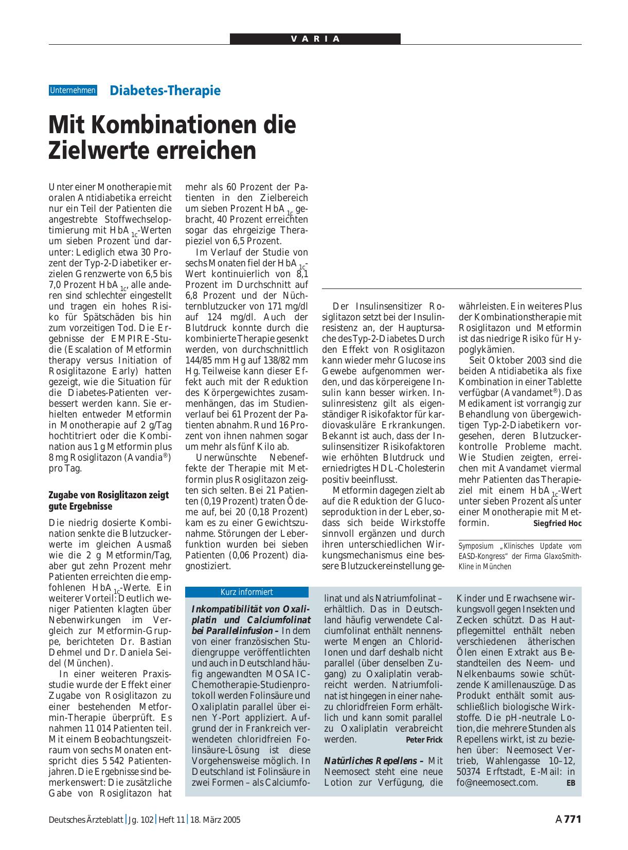 Vorschauseite 1: Inkompatibilität von Oxaliplatin und Calciumfolinat bei Parallelinfusion
