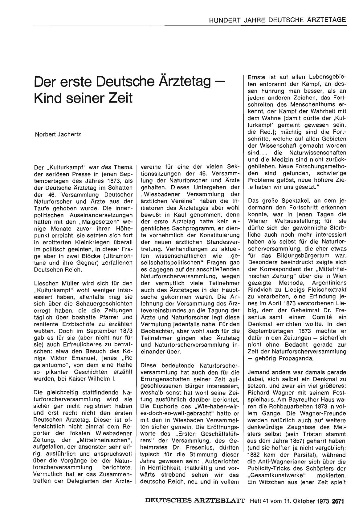 Vorschauseite 1: Der erste Deutsche Ärztetag - Kind seiner Zeit