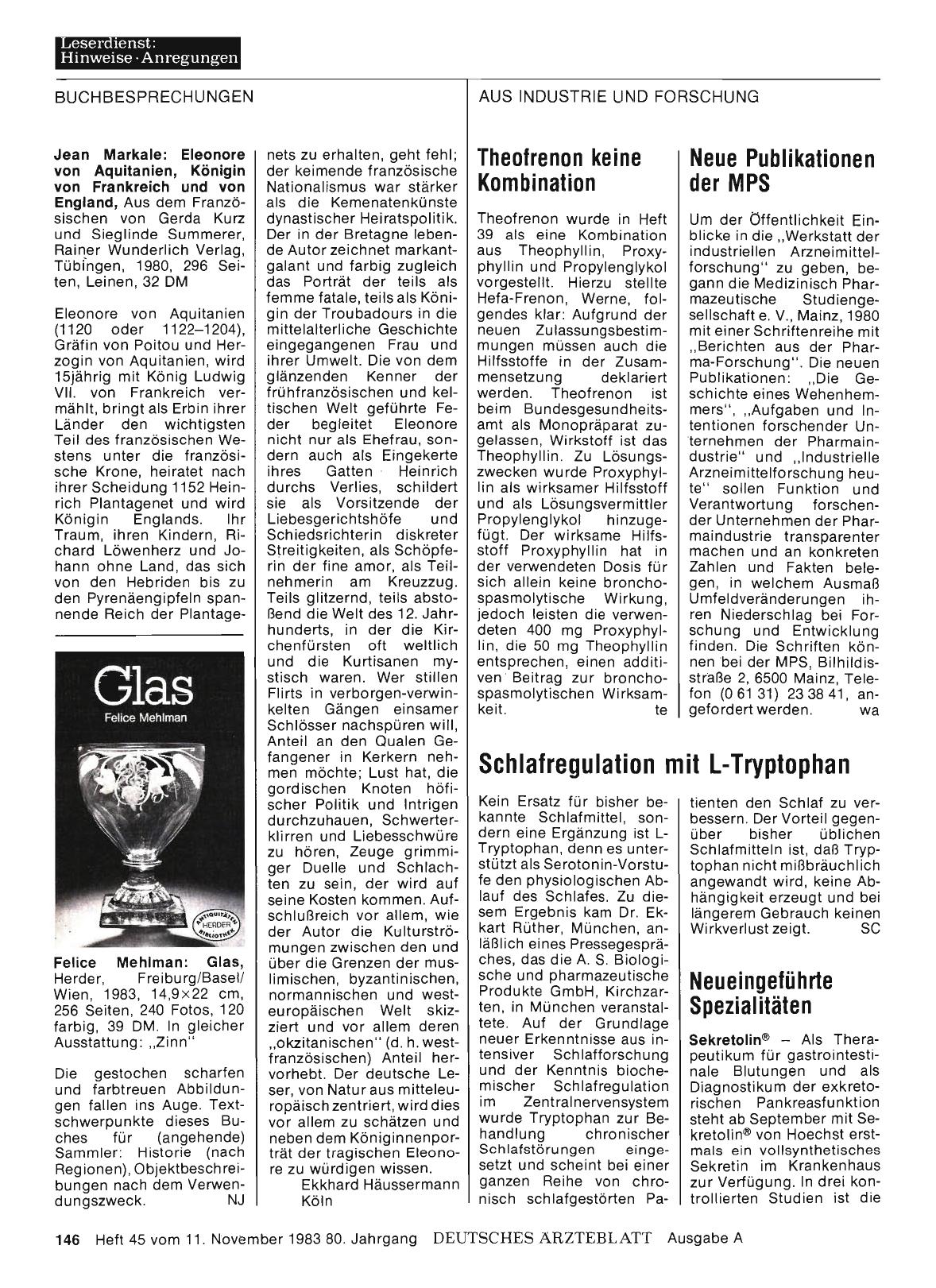 Vorschauseite 1: Neueingeführte Spezialitäten: Sekretolin®