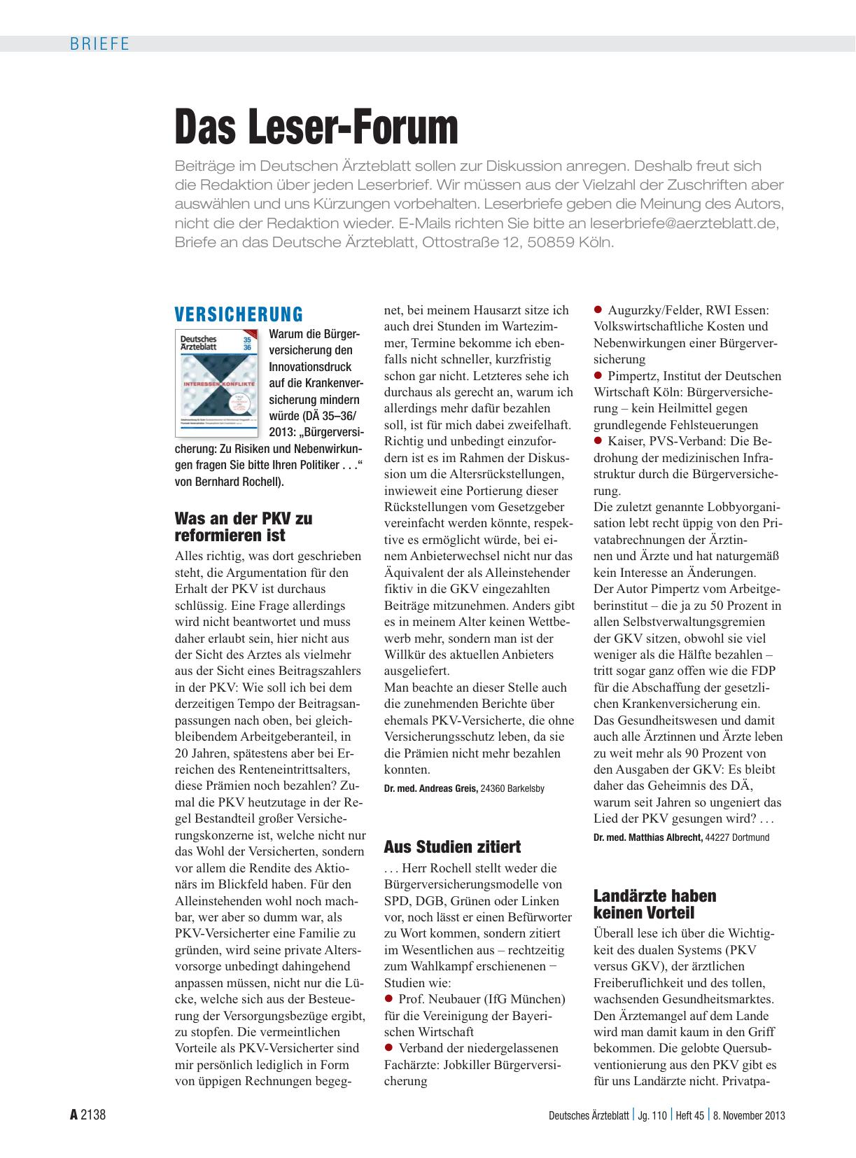 Vorschauseite 1: Versicherung: Was an der PKV zu reformieren ist