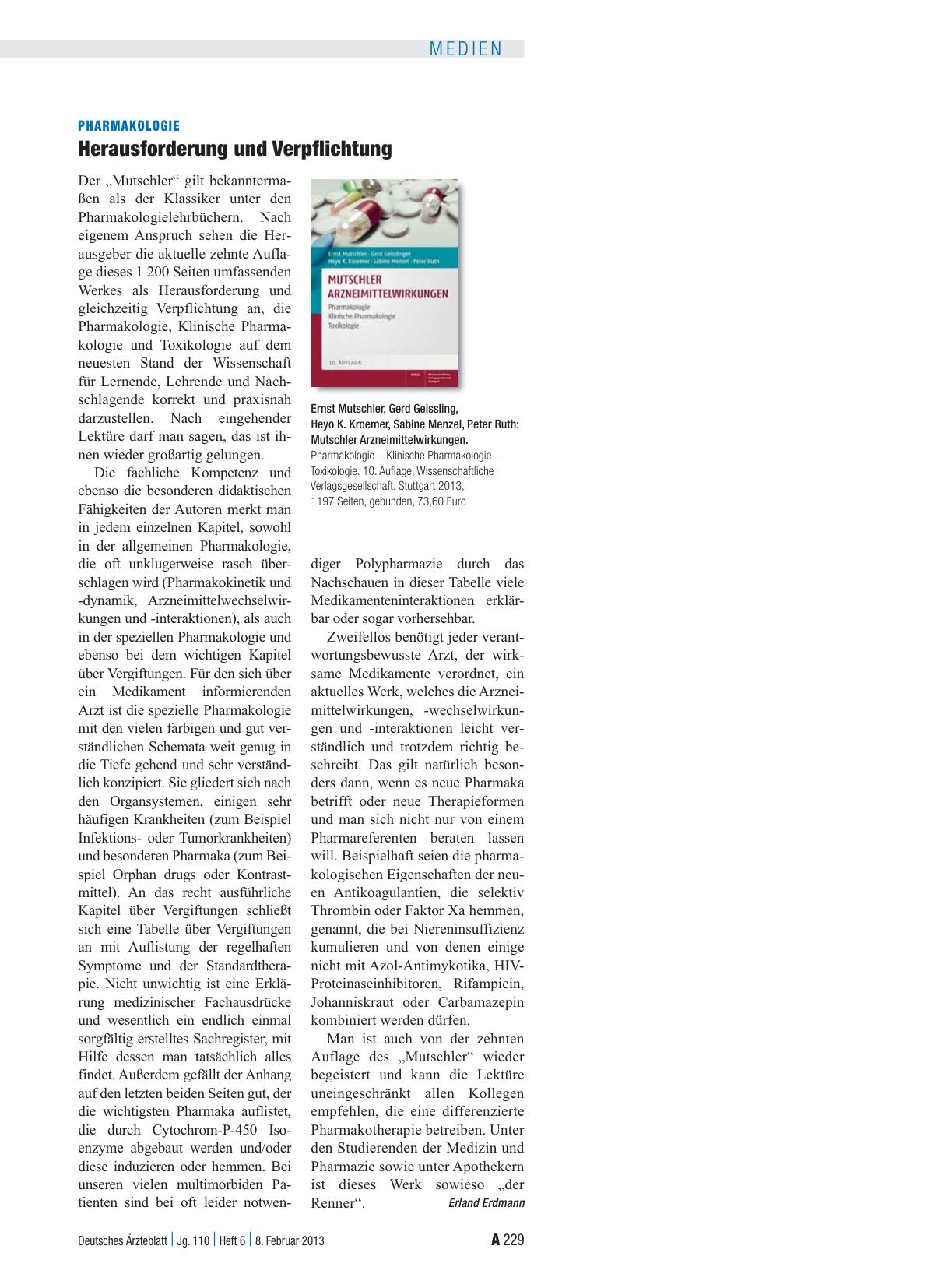 Vorschauseite 1: Pharmakologie: Herausforderung und Verpflichtung