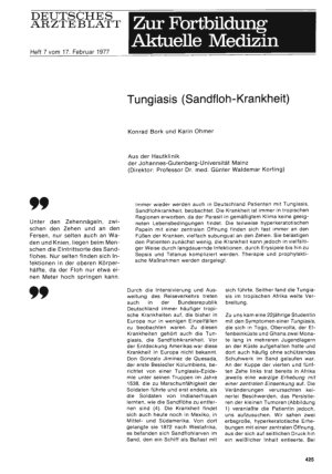 Vorschauseite 1: Tungiasis (Sandfloh-Krankheit)