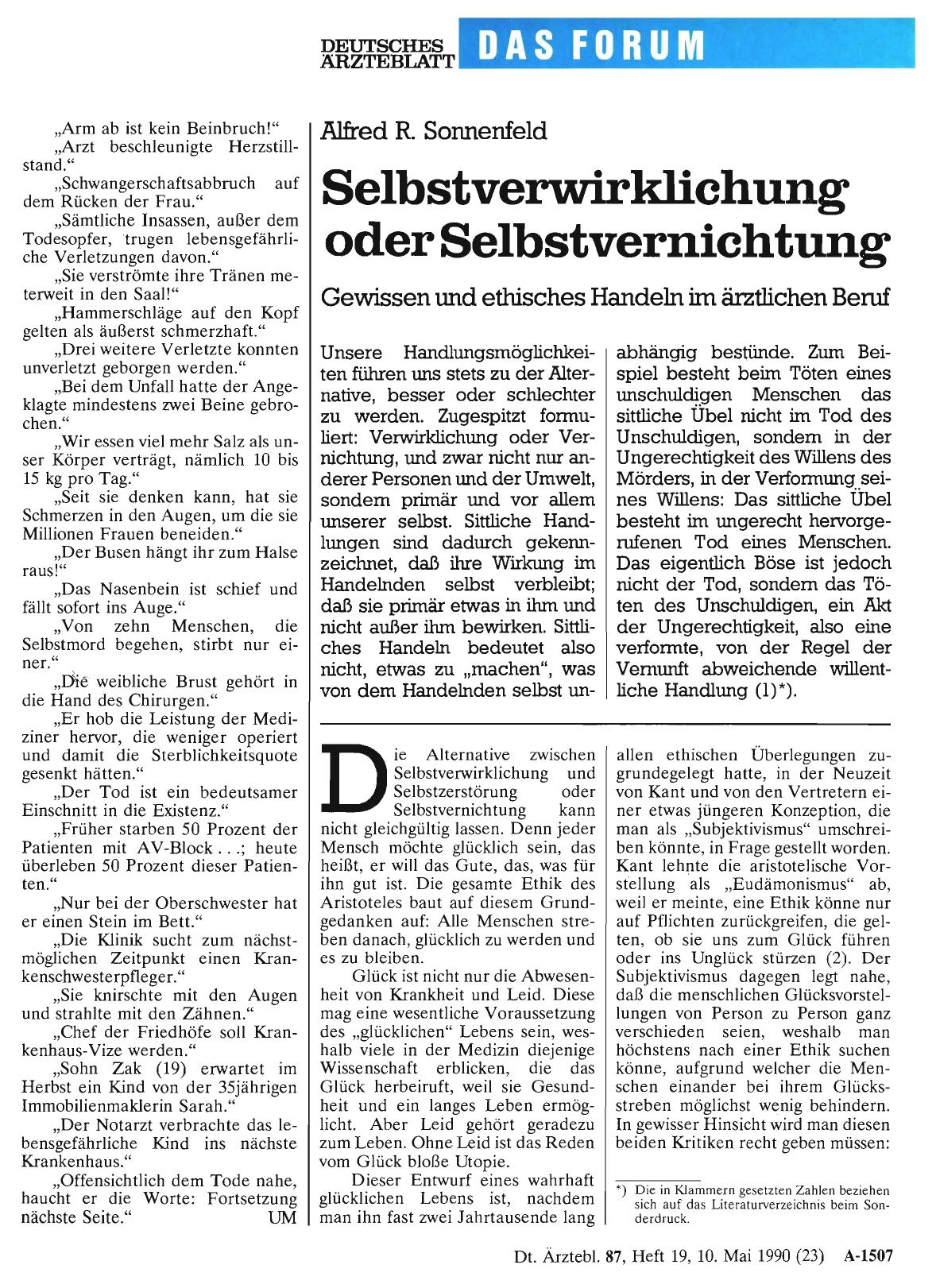 Vorschauseite 1: Selbstverwirklichung oder Selbstvernichtung