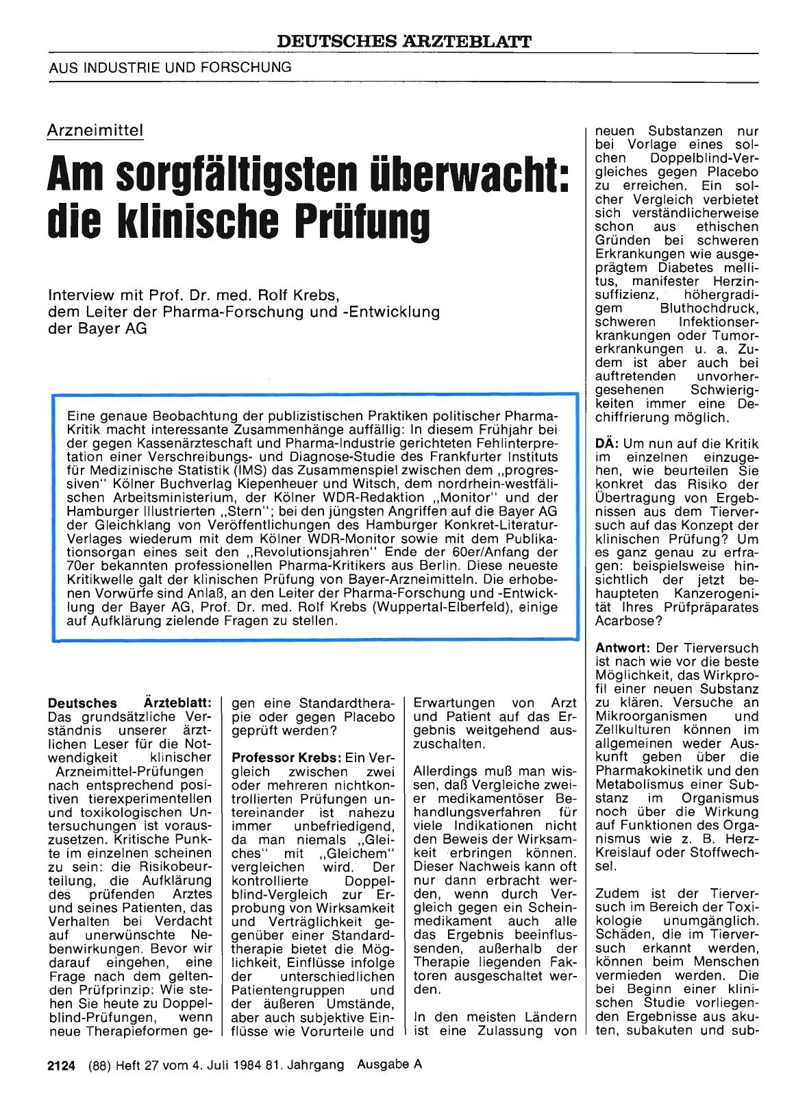 Vorschauseite 1: Arzneimittel: Am sorgfältigsten überwacht: die klinische Prüfung