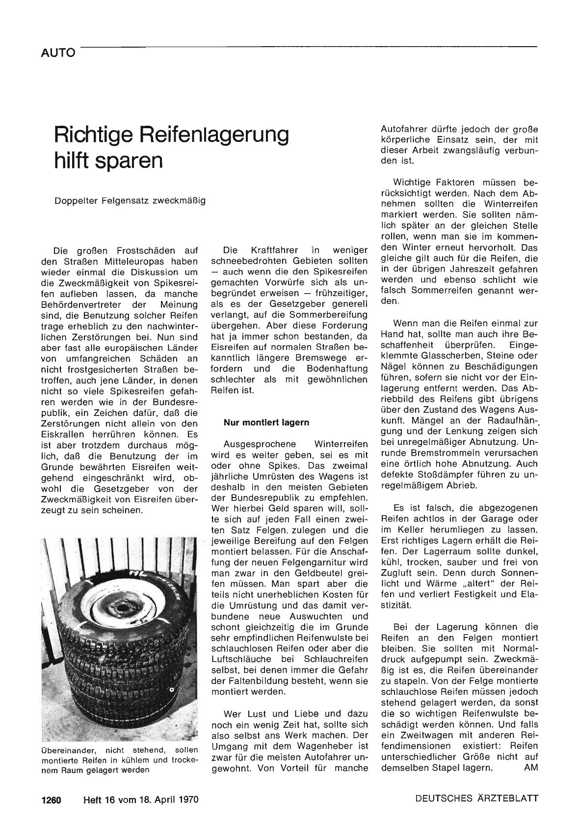 Vorschauseite 1: Richtige Reifenlagerung hilft sparen