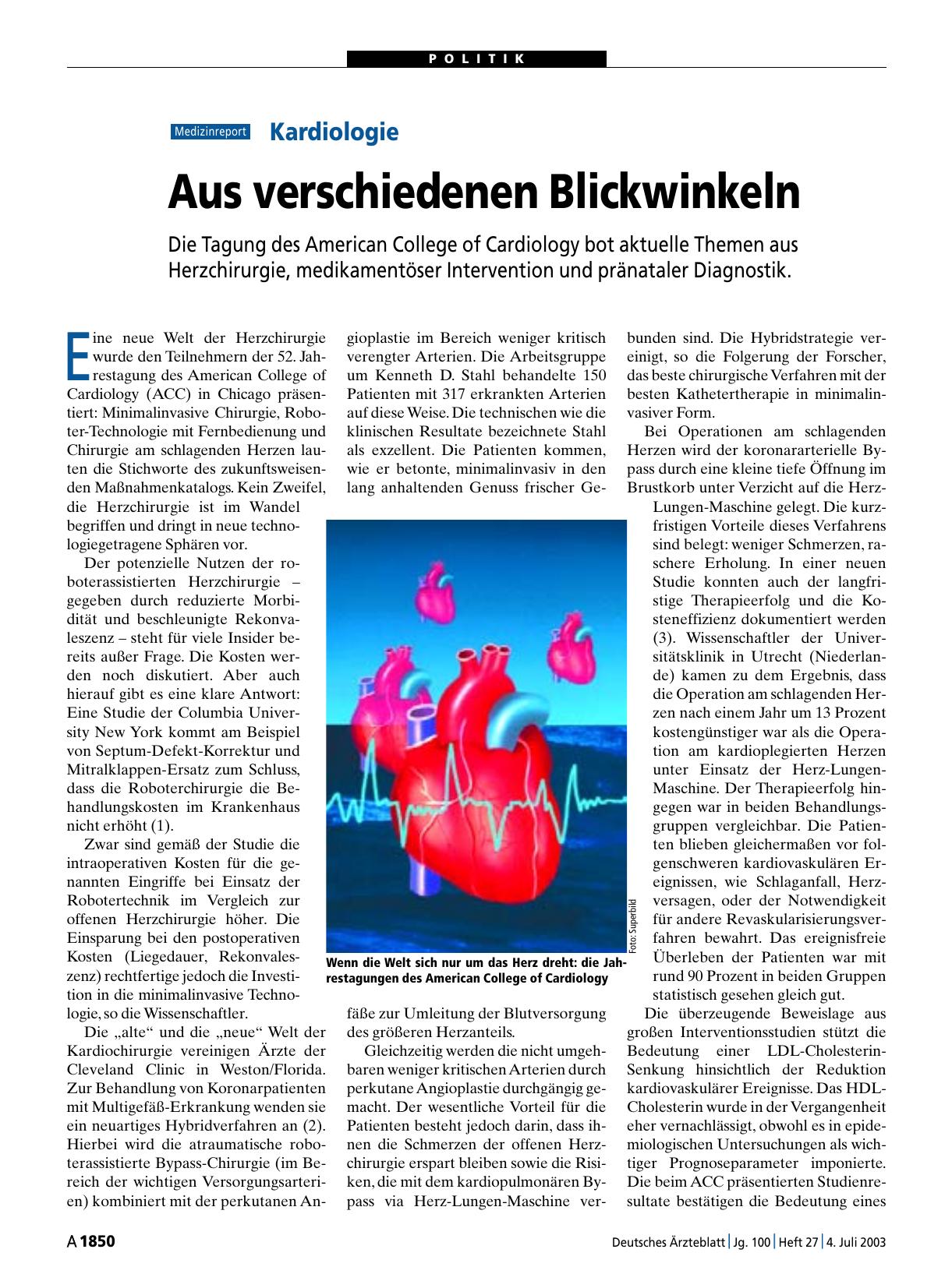 Vorschauseite 1: Kardiologie: Aus verschiedenen Blickwinkeln