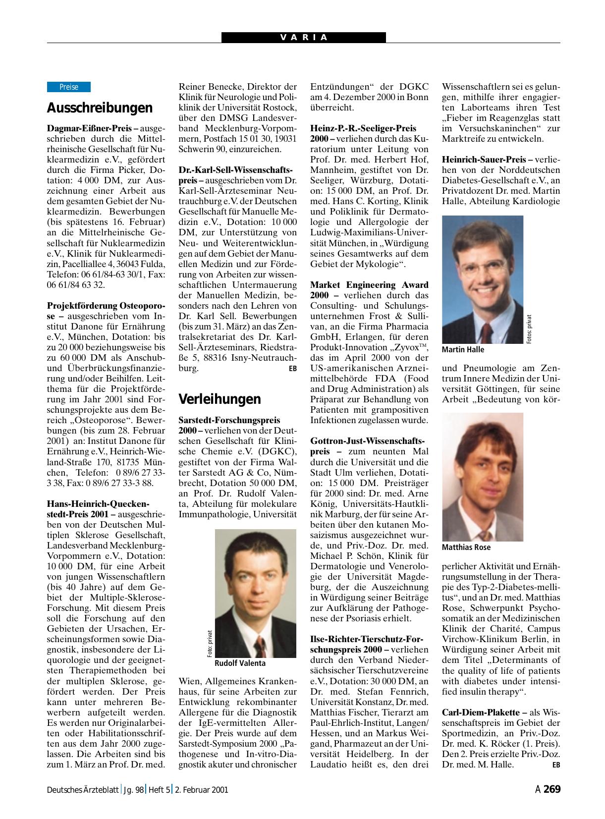 Vorschauseite 1: Verleihungen