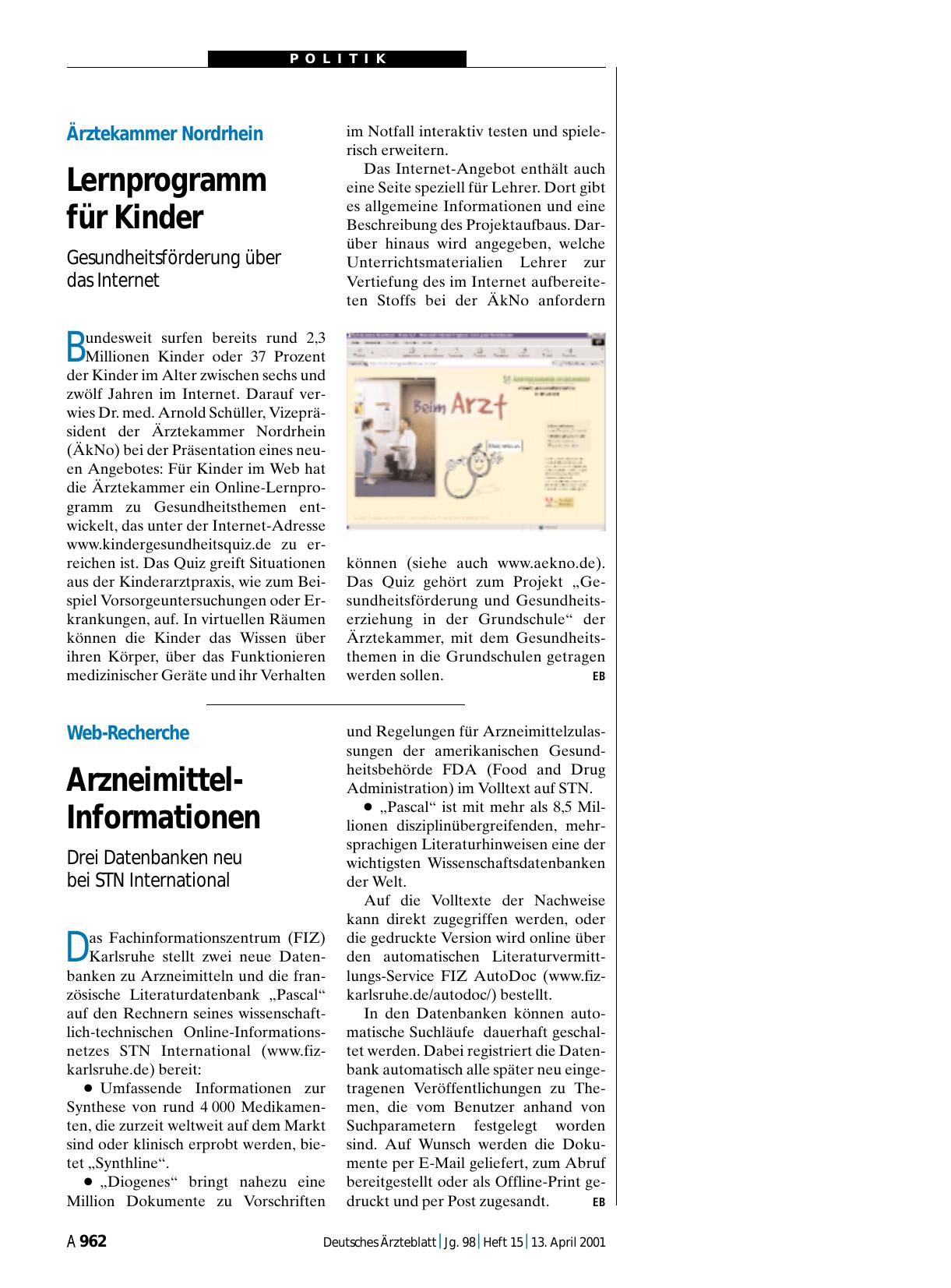 Vorschauseite 1: Web-Recherche: Arzneimittel-Informationen