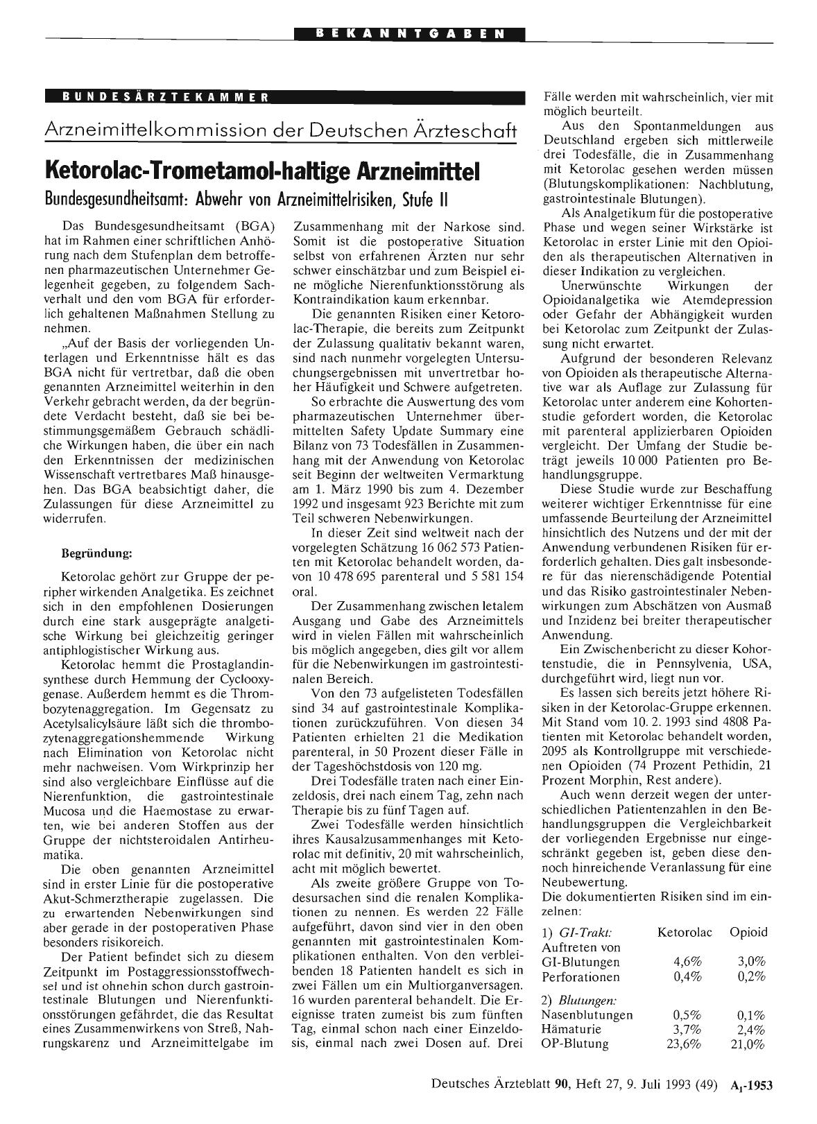 Vorschauseite 1: Ketorolac-Trometamol-haltige Arzneimittel