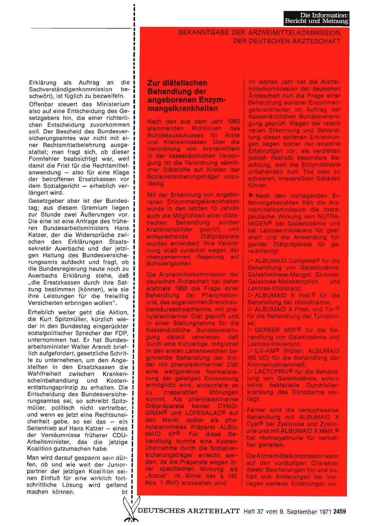 Vorschauseite 1: Zur diätetischen Behandlung der angeborenen Enzymmangelkrankheiten