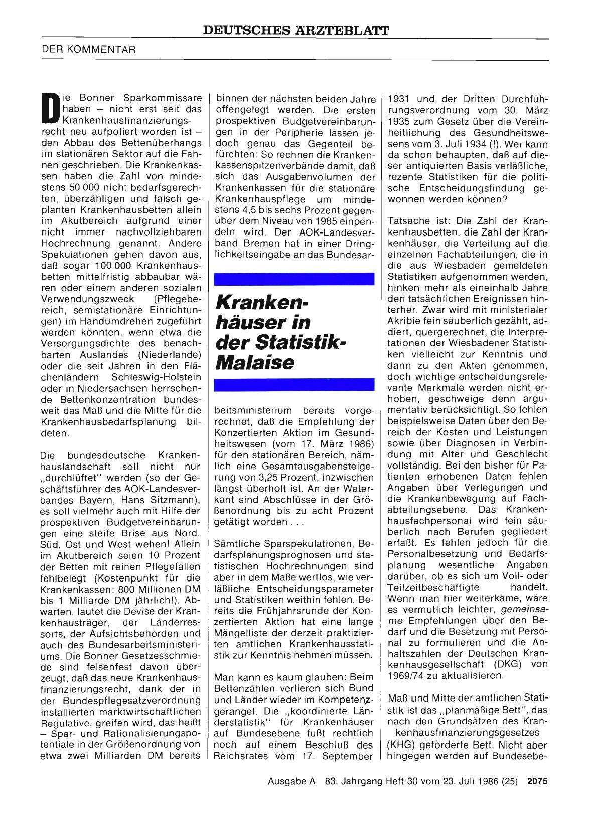 Vorschauseite 1: Krankenhäuser in der Statistik-Malaise