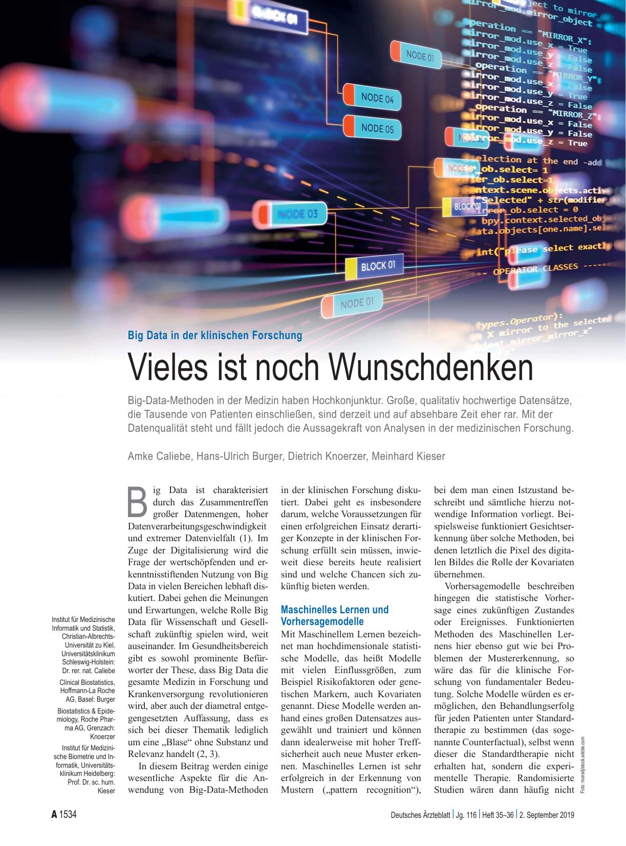 Vorschauseite 1: Big Data in der klinischen Forschung: Vieles ist noch Wunschdenken