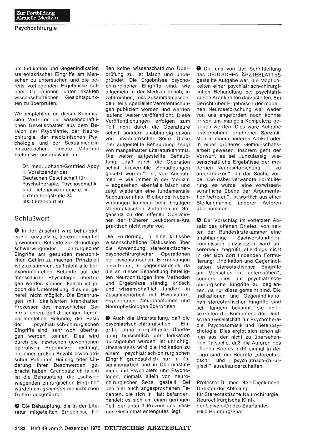 Vorschauseite 1: Psychochirurgie: Schlußwort