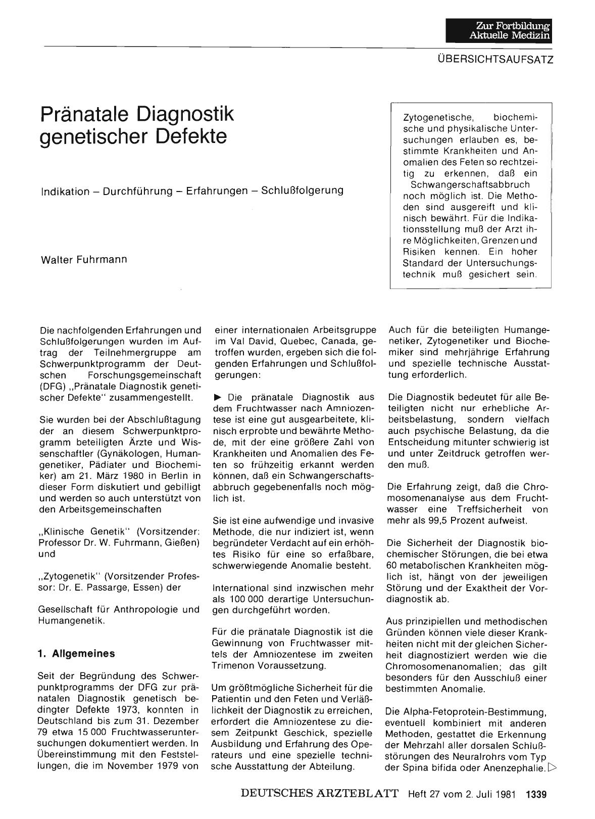 Vorschauseite 1: Pränatale Diagnostik genetischer Defekte