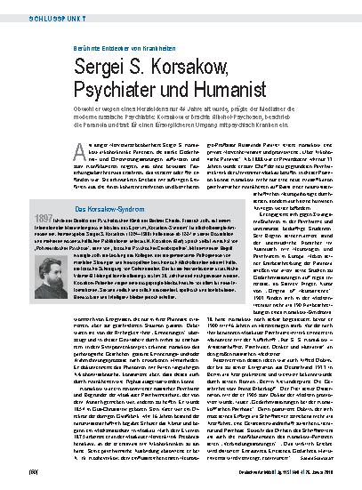 Vorschauseite 1: Berühmte Entdecker von Krankheiten: Sergei S. Korsakow, Psychiater und Humanist