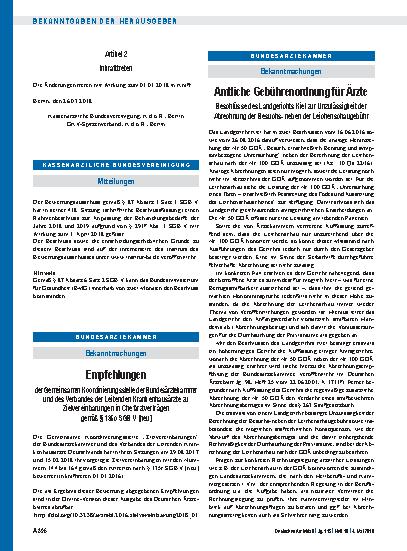 Vorschauseite 1: Amtliche Gebührenordnung für Ärzte Beschlüsse des Landgerichts Kiel zur Unzulässigkeit der Abrechnung der Besuchsneben der Leichenschaugebühr