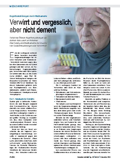 Vorschauseite 1: Kognitionsstörungen durch Medikamente: Verwirrt und vergesslich, aber nicht dement