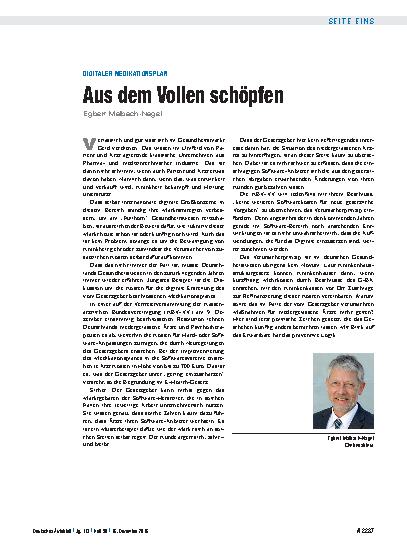 Vorschauseite 1: Digitaler Medikationsplan: Aus dem Vollen schöpfen
