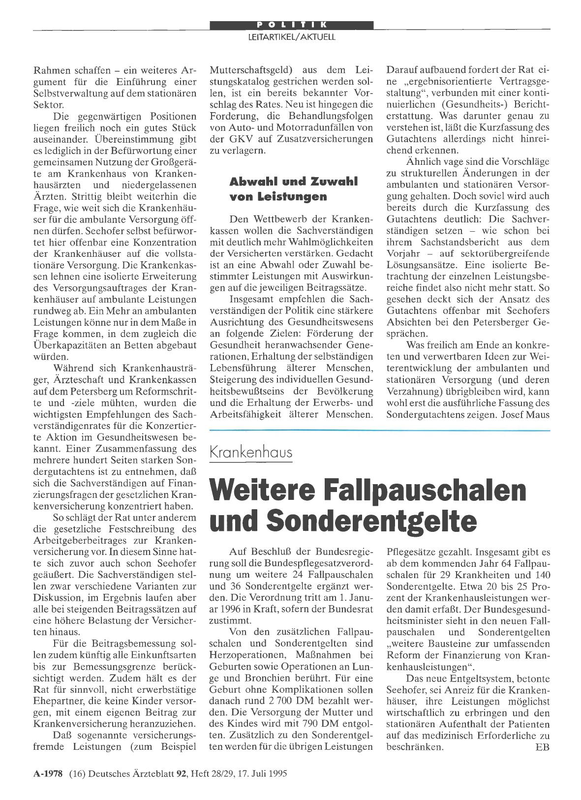 Vorschauseite 1: Krankenhaus: Weitere Fallpauschalen und Sonderentgelte