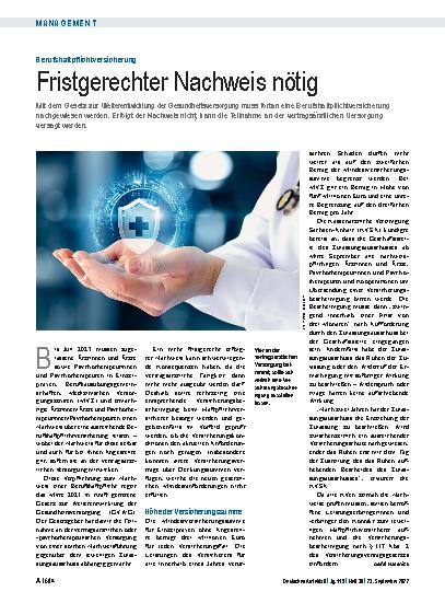Vorschauseite 1: Berufshaftpflichtversicherung: Fristgerechter Nachweis nötig