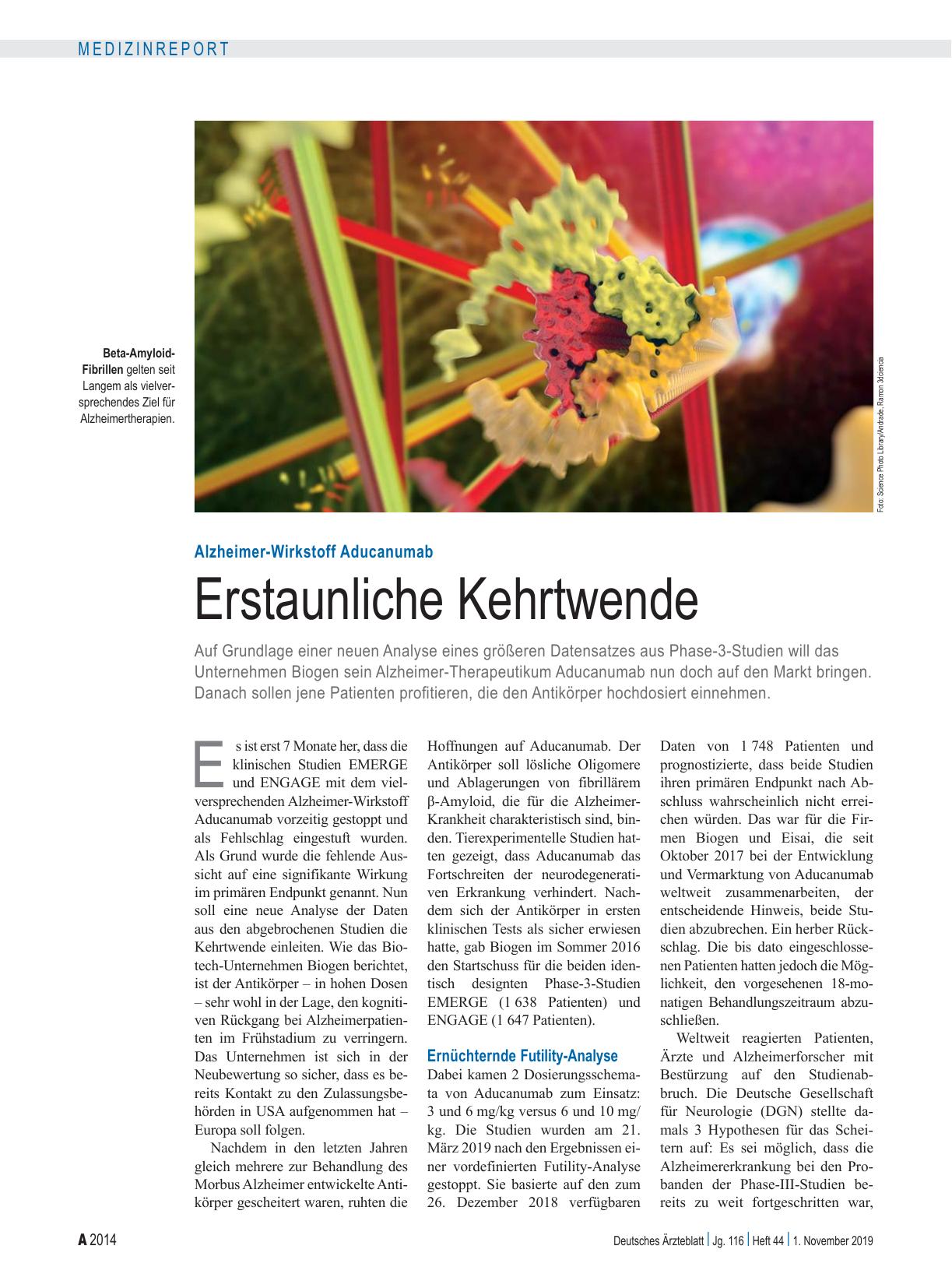 Vorschauseite 1: Alzheimer-Wirkstoff Aducanumab: Erstaunliche Kehrtwende
