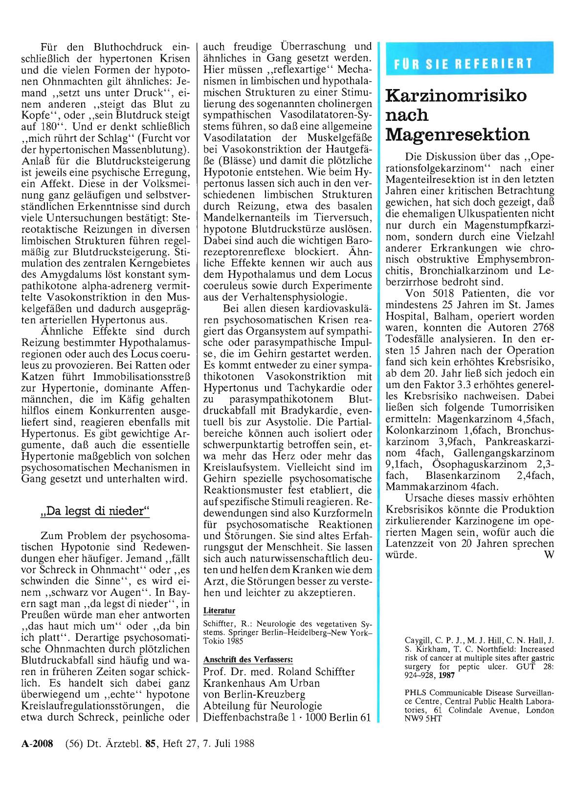 Vorschauseite 1: Karzinomrisiko nach Magenresektion