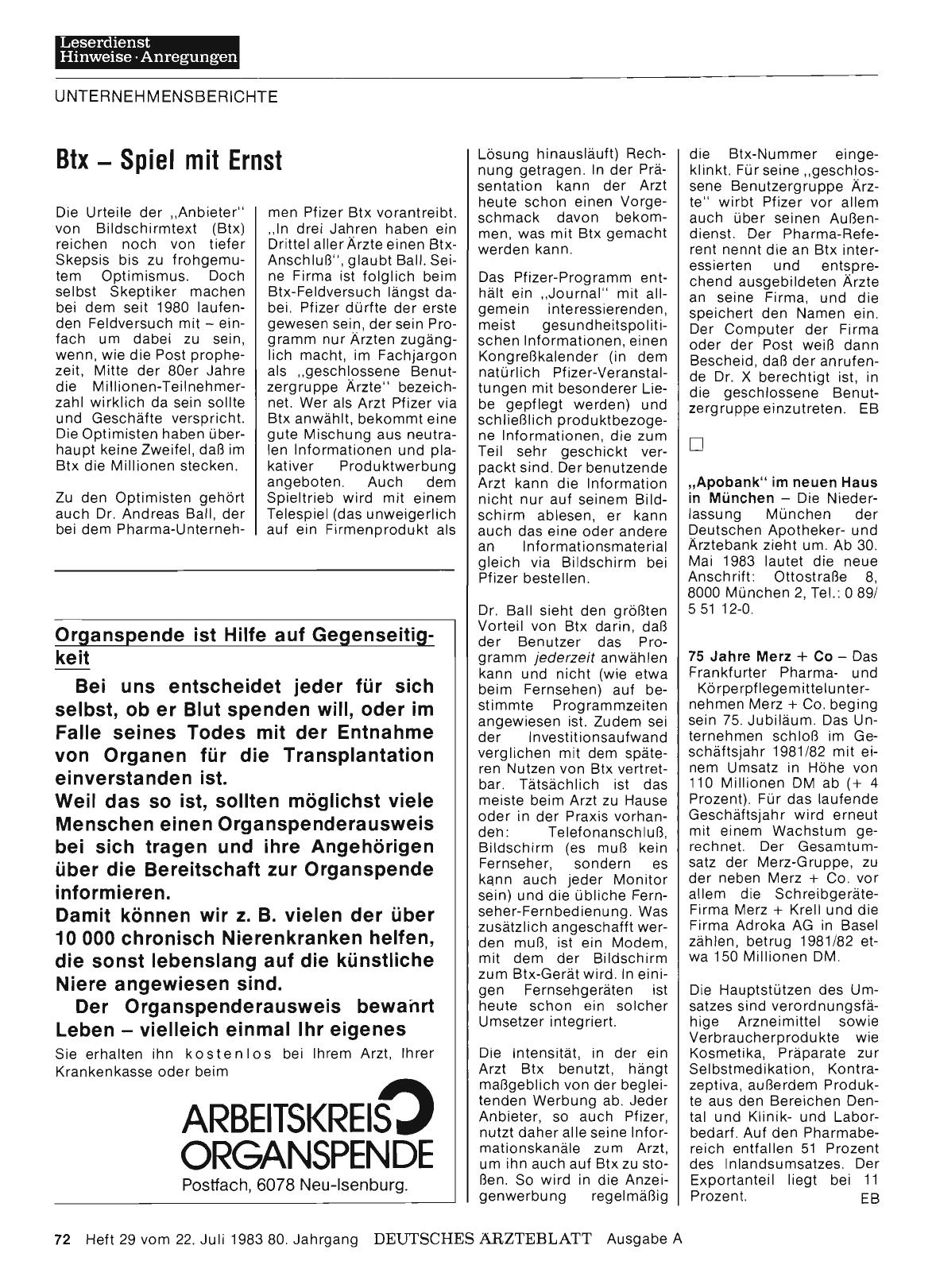 Vorschauseite 1: „Apobank“ im neuen Haus in München/ 75 Jahre Merz + Co