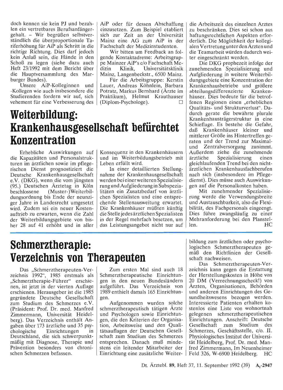 Vorschauseite 1: Weiterbildung: Krankenhausgesellschaft befürchtet Konzentration