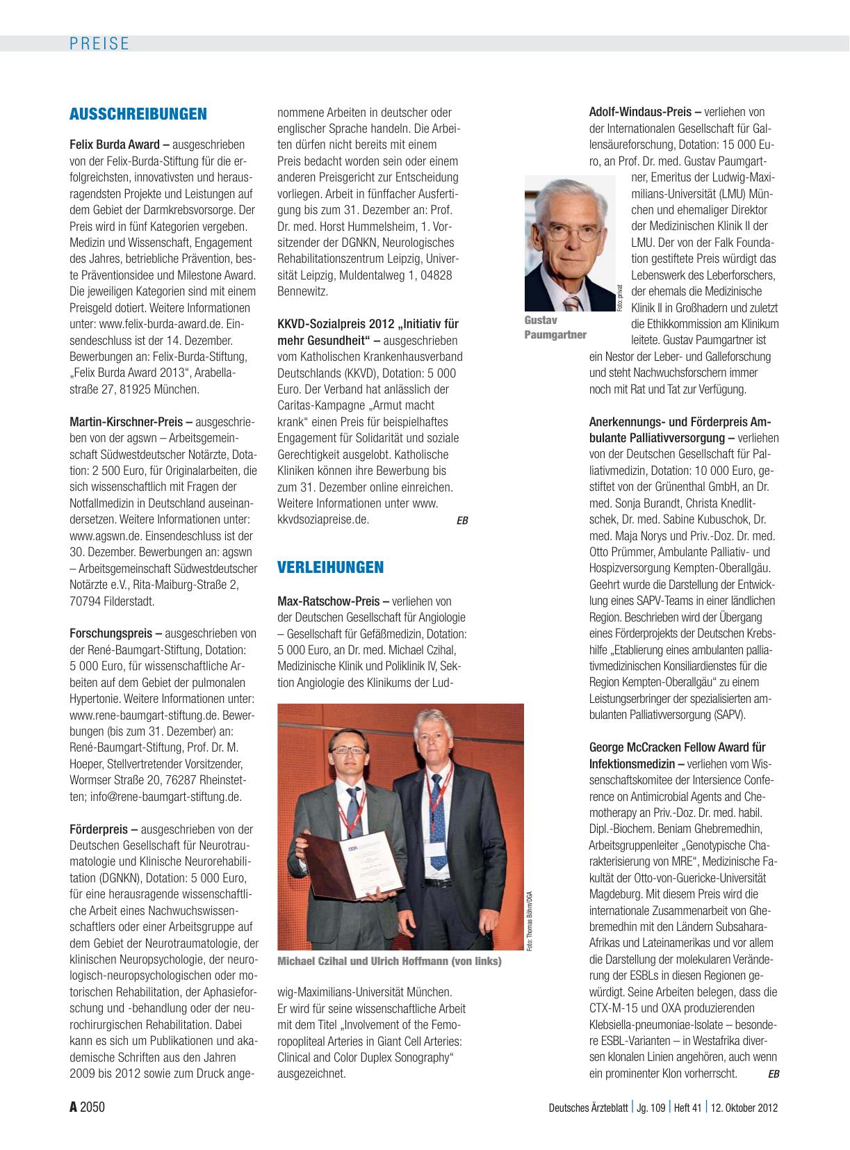 Vorschauseite 1: Verleihungen