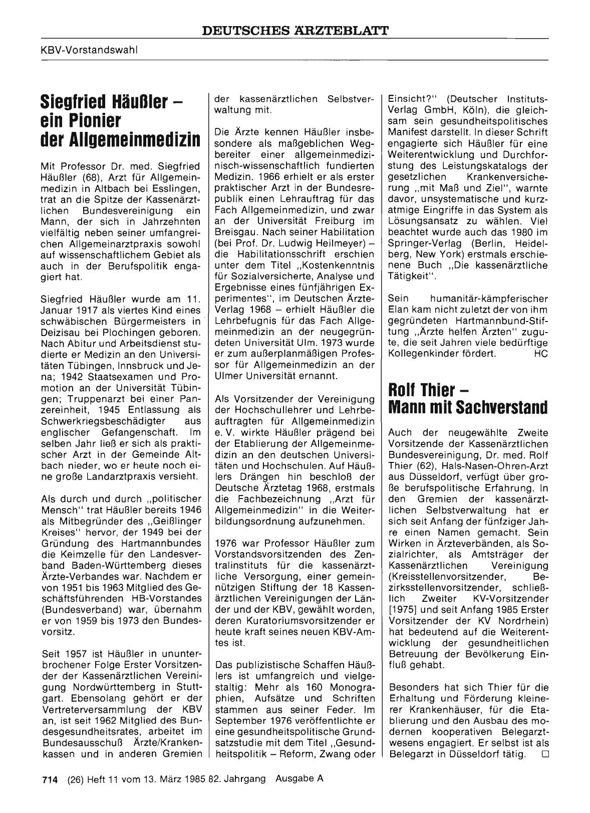 Vorschauseite 1: Siegfried Häußler - ein Pionier der Allgemeinmedizin