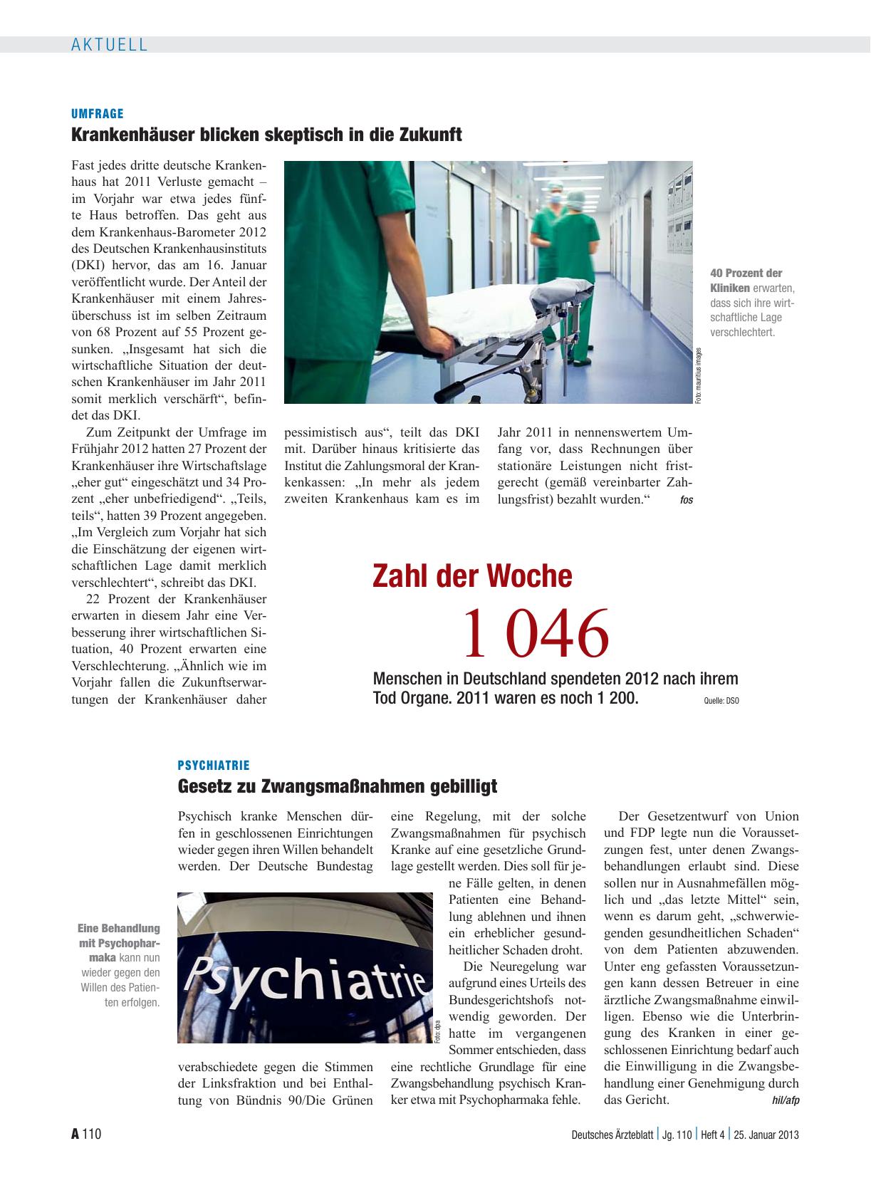 Vorschauseite 1: Psychiatrie: Gesetz zu Zwangsmaßnahmen gebilligt
