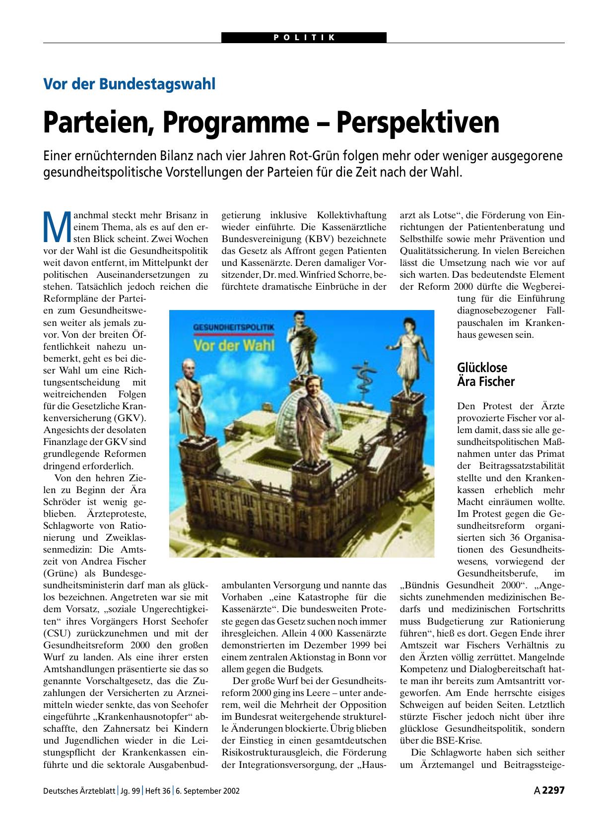 Vorschauseite 1: Vor der Bundestagswahl: Parteien, Programme – Perspektiven