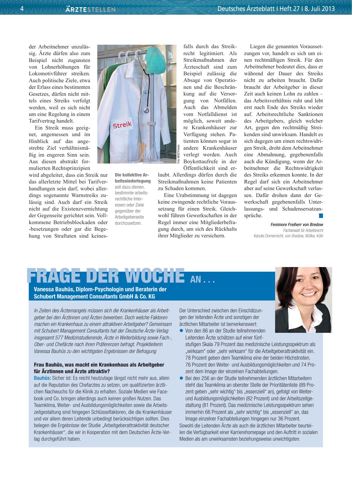 Vorschauseite 1: Frage der Woche an. .. Vanessa Bauhüs, Diplom-Psychologin und Beraterin der Schubert Management Consultants GmbH & Co. KG