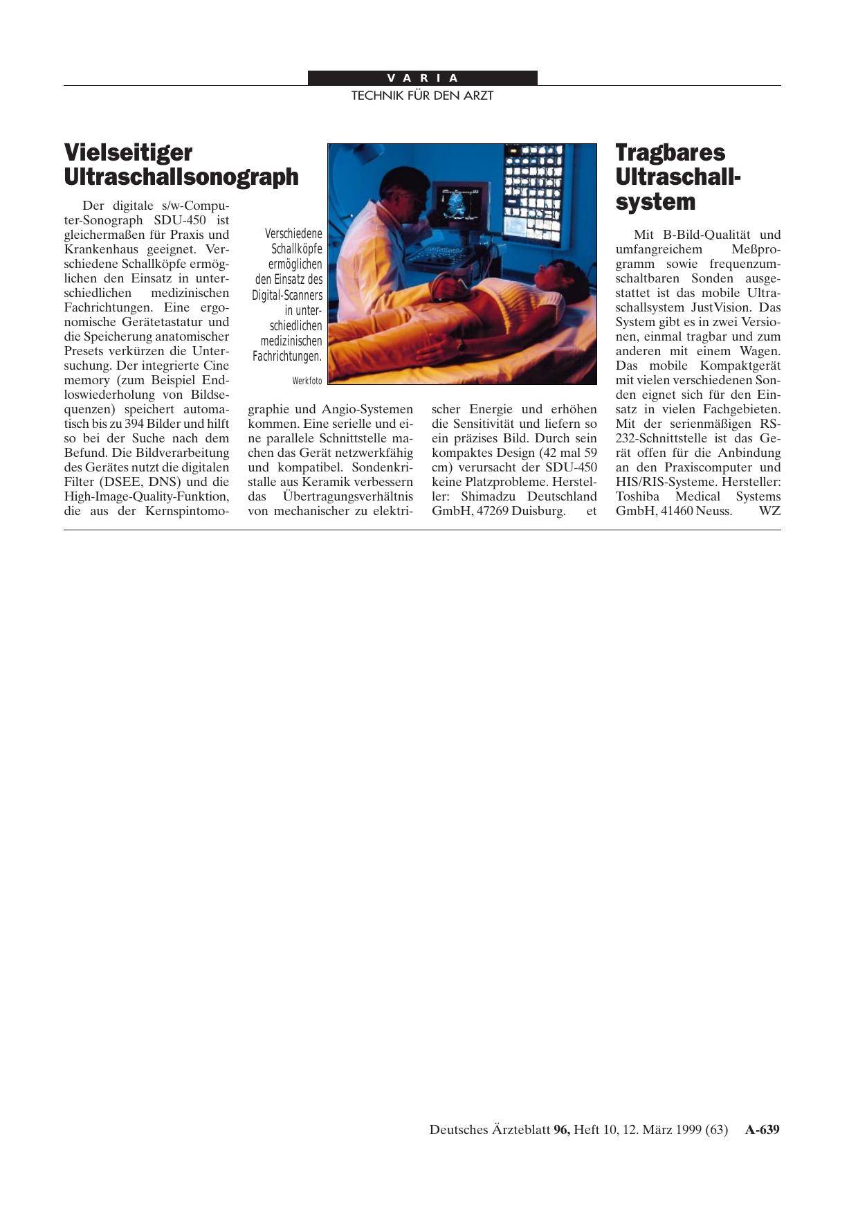 Vorschauseite 1: Vielseitiger Ultraschallsonograph