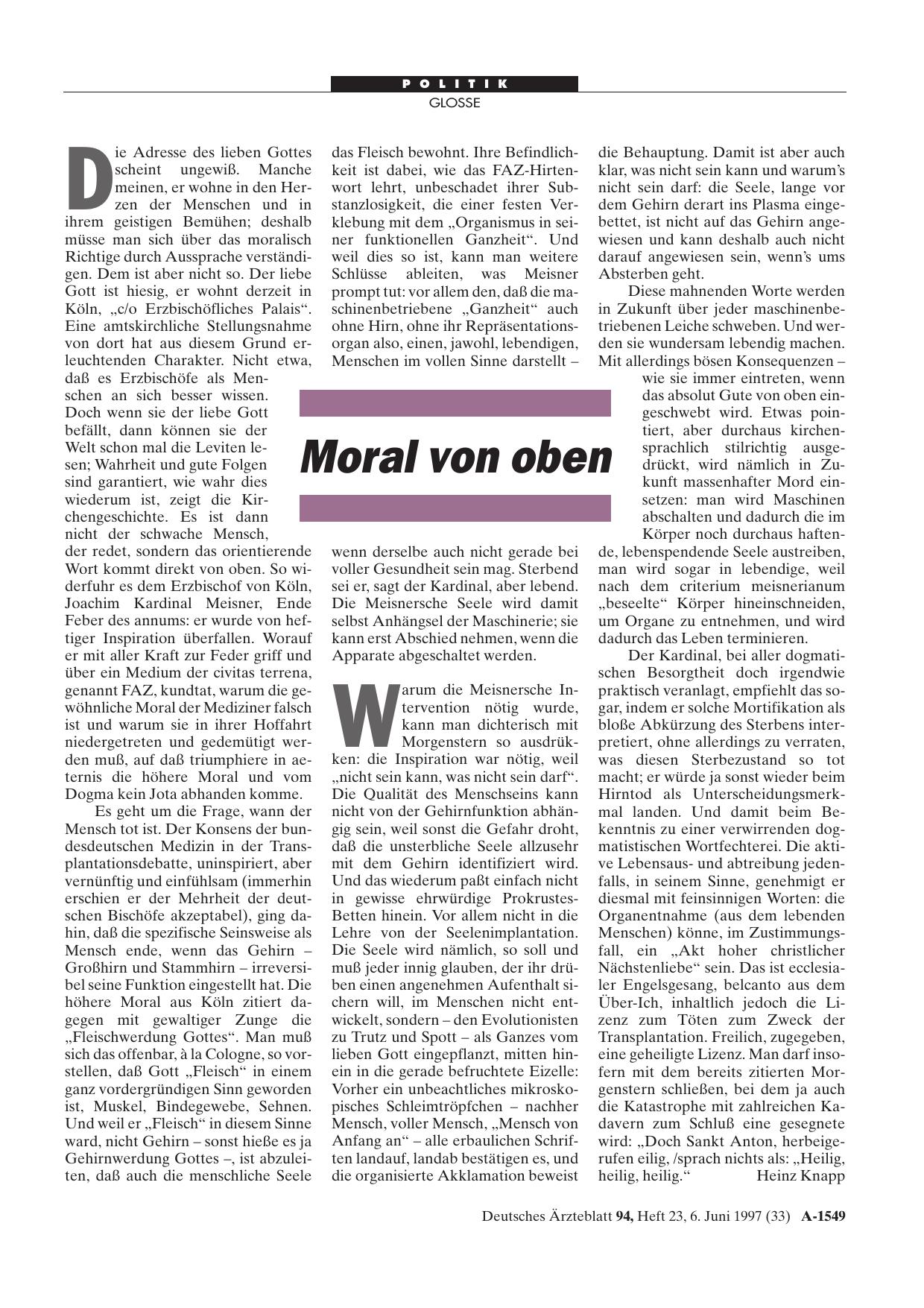 Vorschauseite 1: Moral von oben