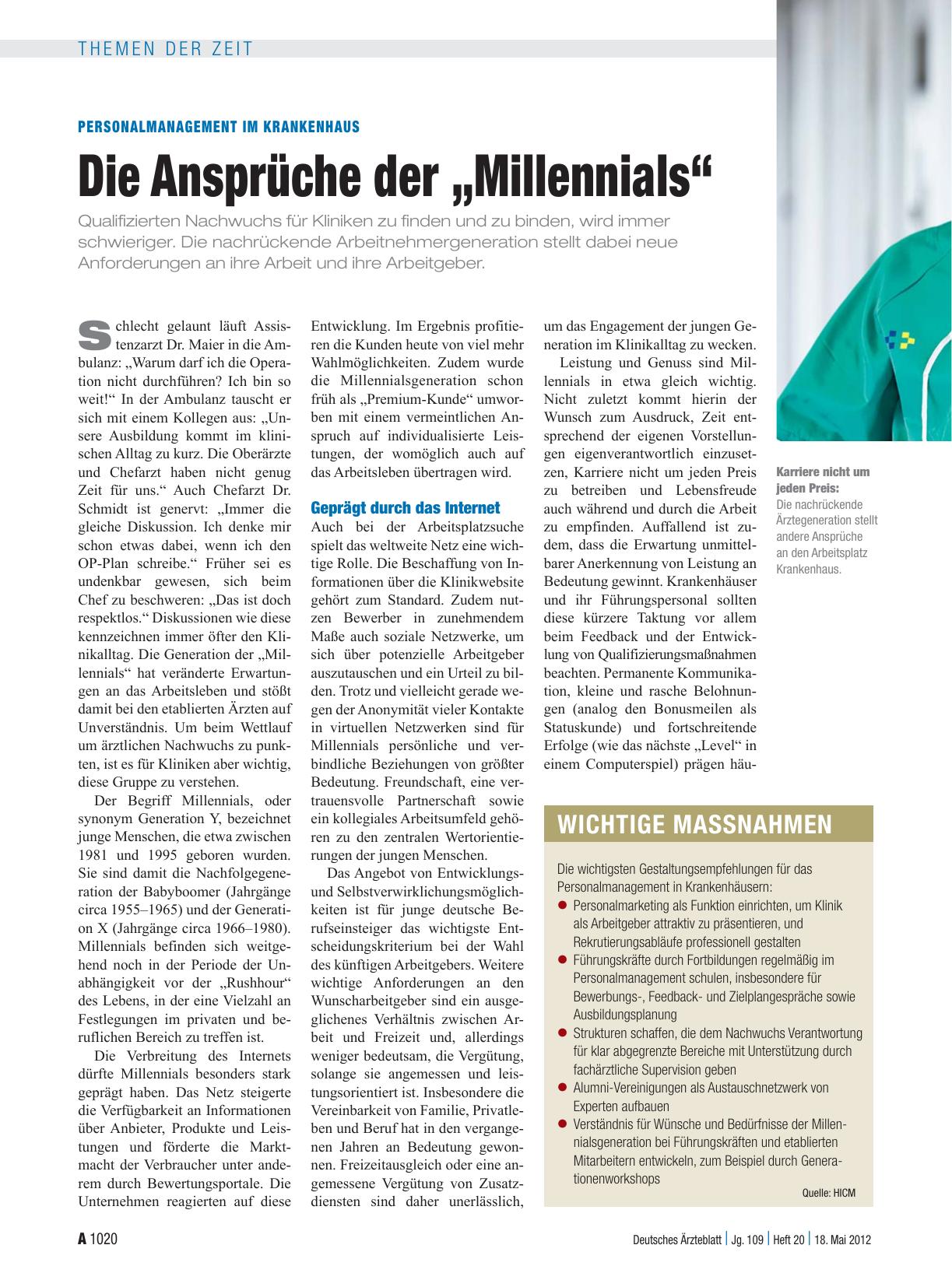 Vorschauseite 1: Personalmanagement im Krankenhaus: Die Ansprüche der „Millennials“