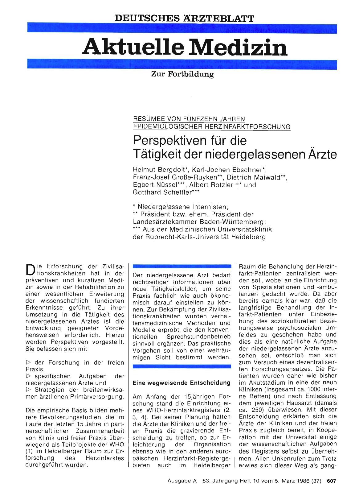 Vorschauseite 1: RESÜMEE VON FÜNFZEHN JAHREN EPIDEMIOLOGISCHER HERZINFARKTFORSCHUNG: Perspektiven für die Tätigkeit der niedergelassenen Ärzte
