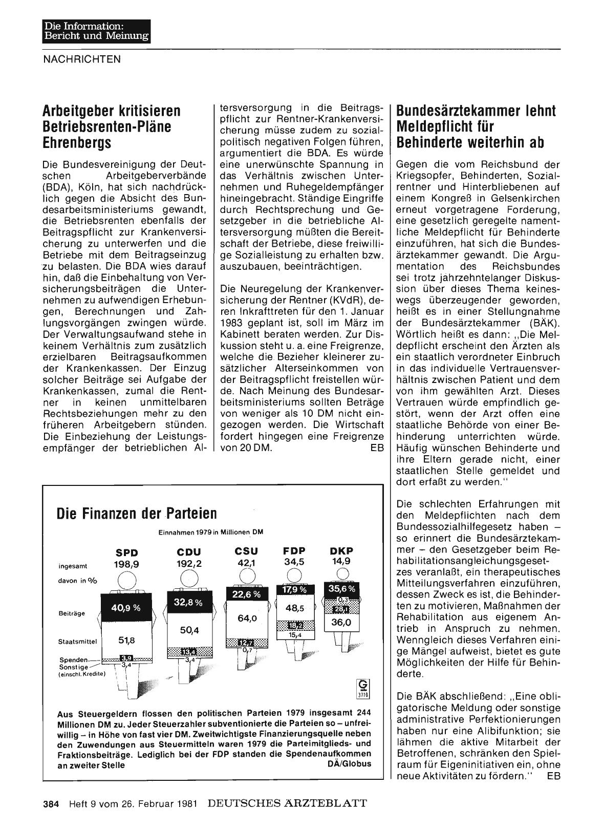 Vorschauseite 1: Bundesärztekammer lehnt Meldepflicht für Behinderte weiterhin ab