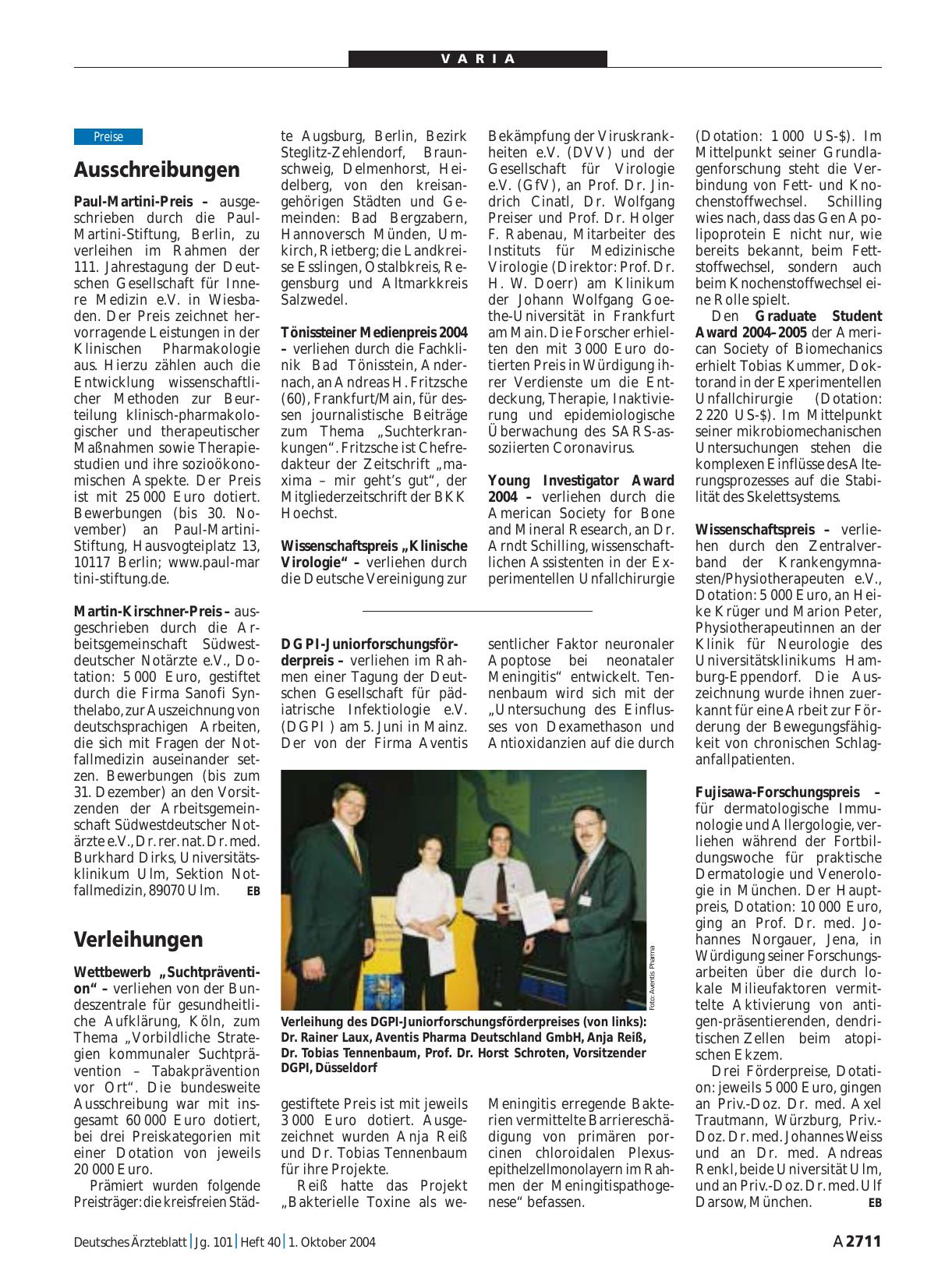 Vorschauseite 1: Ausschreibungen