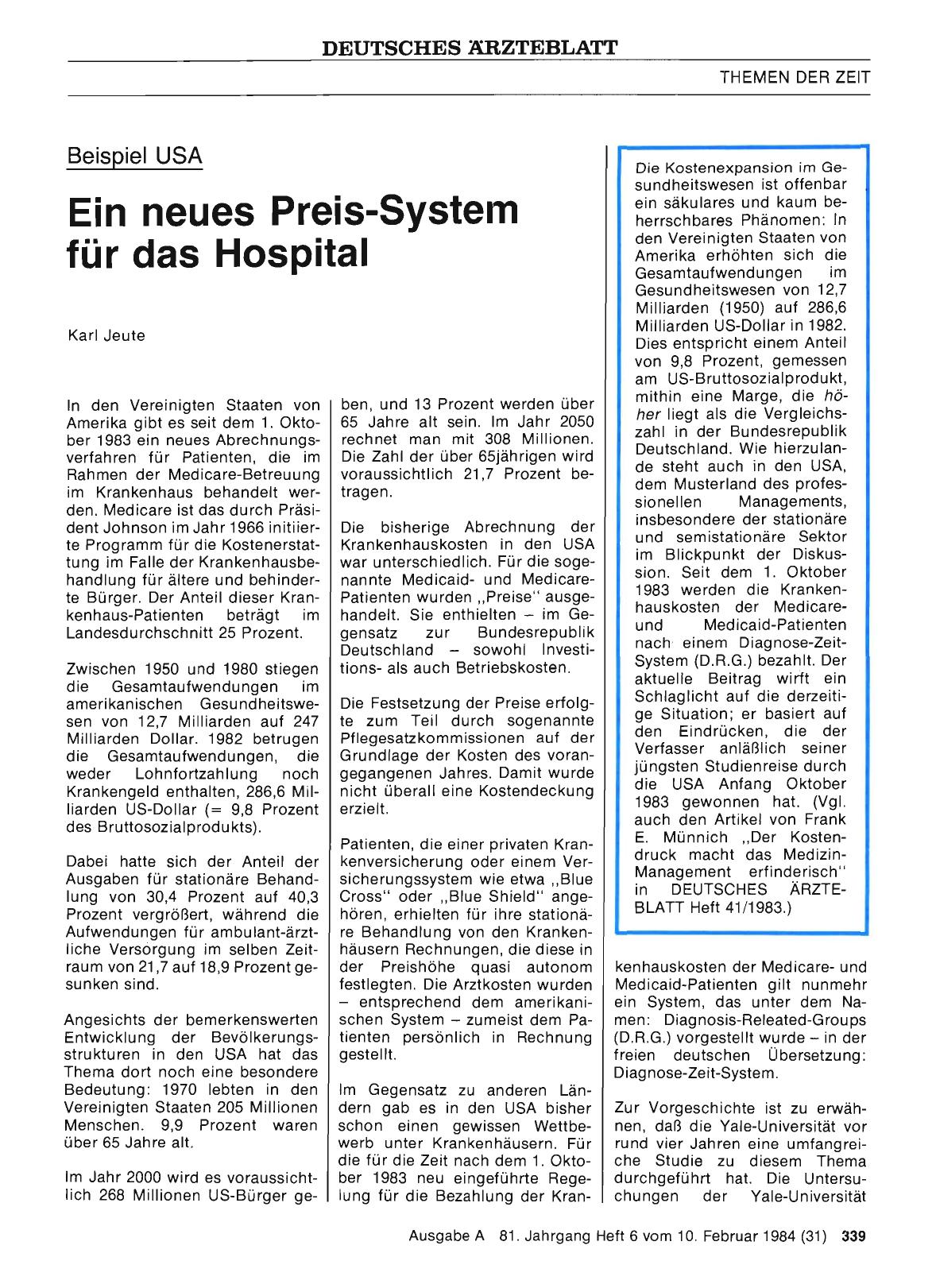 Vorschauseite 1: Beispiel USA: Ein neues Preis-System für das Hospital