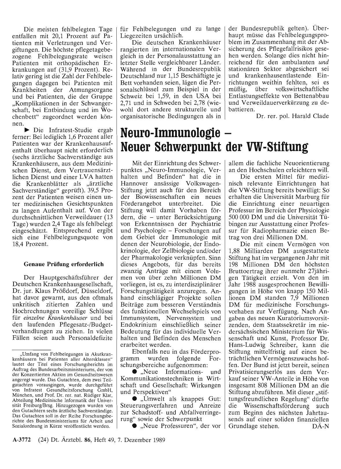 Vorschauseite 1: Neuro-Immunologie - Neuer Schwerpunkt der VW-Stiftung