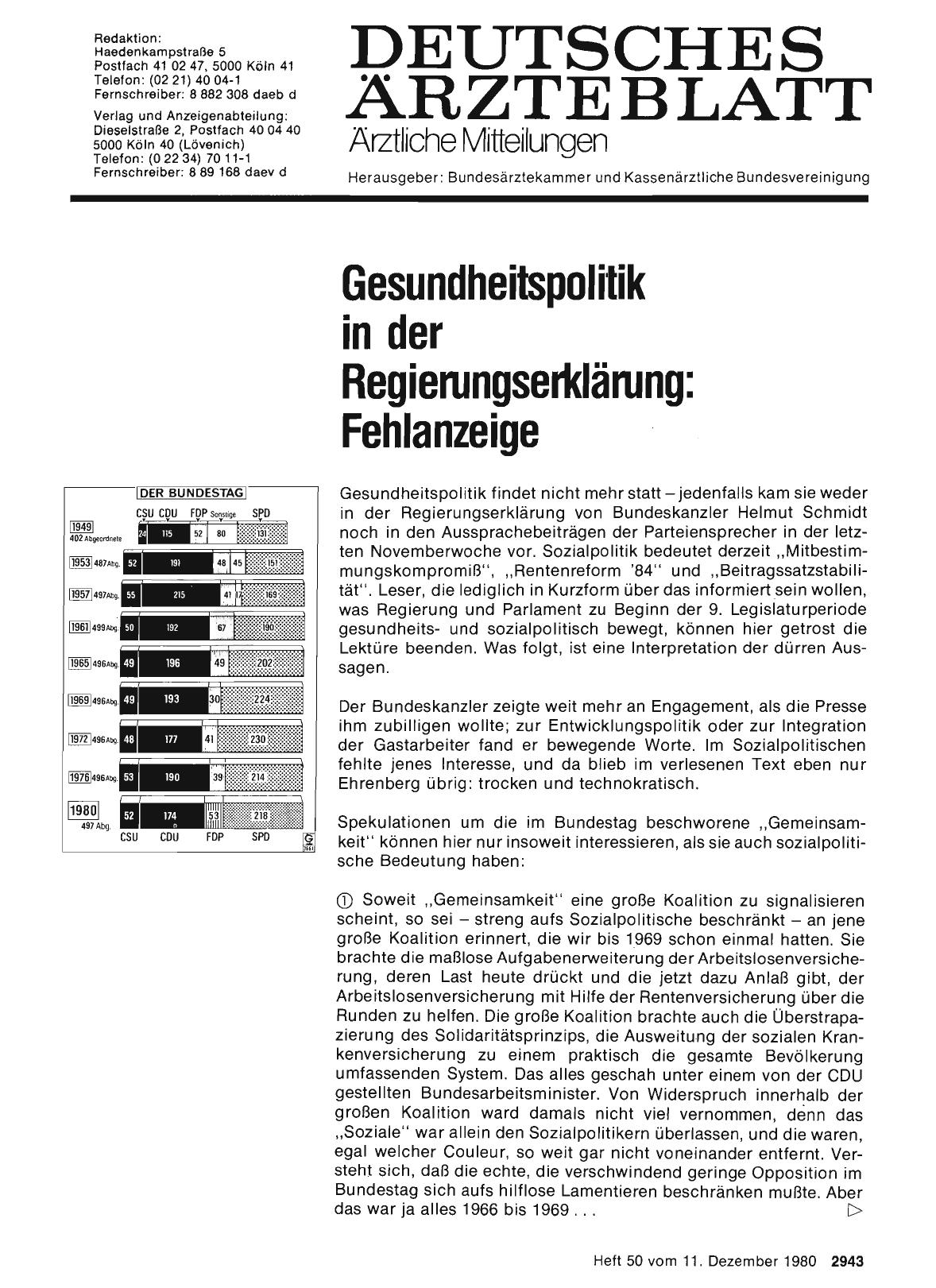 Vorschauseite 1: Gesundheitspolitik in der Regierungserklärung: Fehlanzeige
