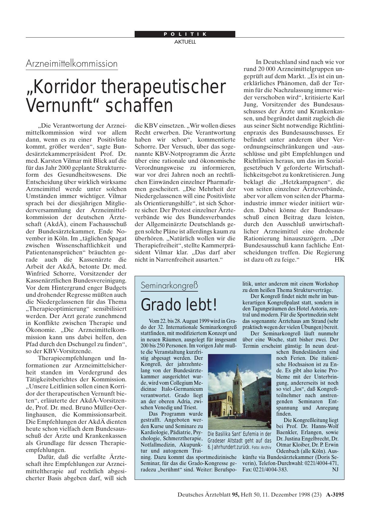 Vorschauseite 1: Seminarkongreß: Grado lebt!
