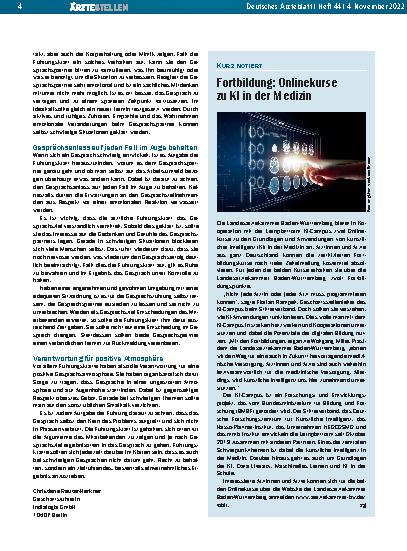 Vorschauseite 1: Fortbildung: Onlinekurse zu KI in der Medizin