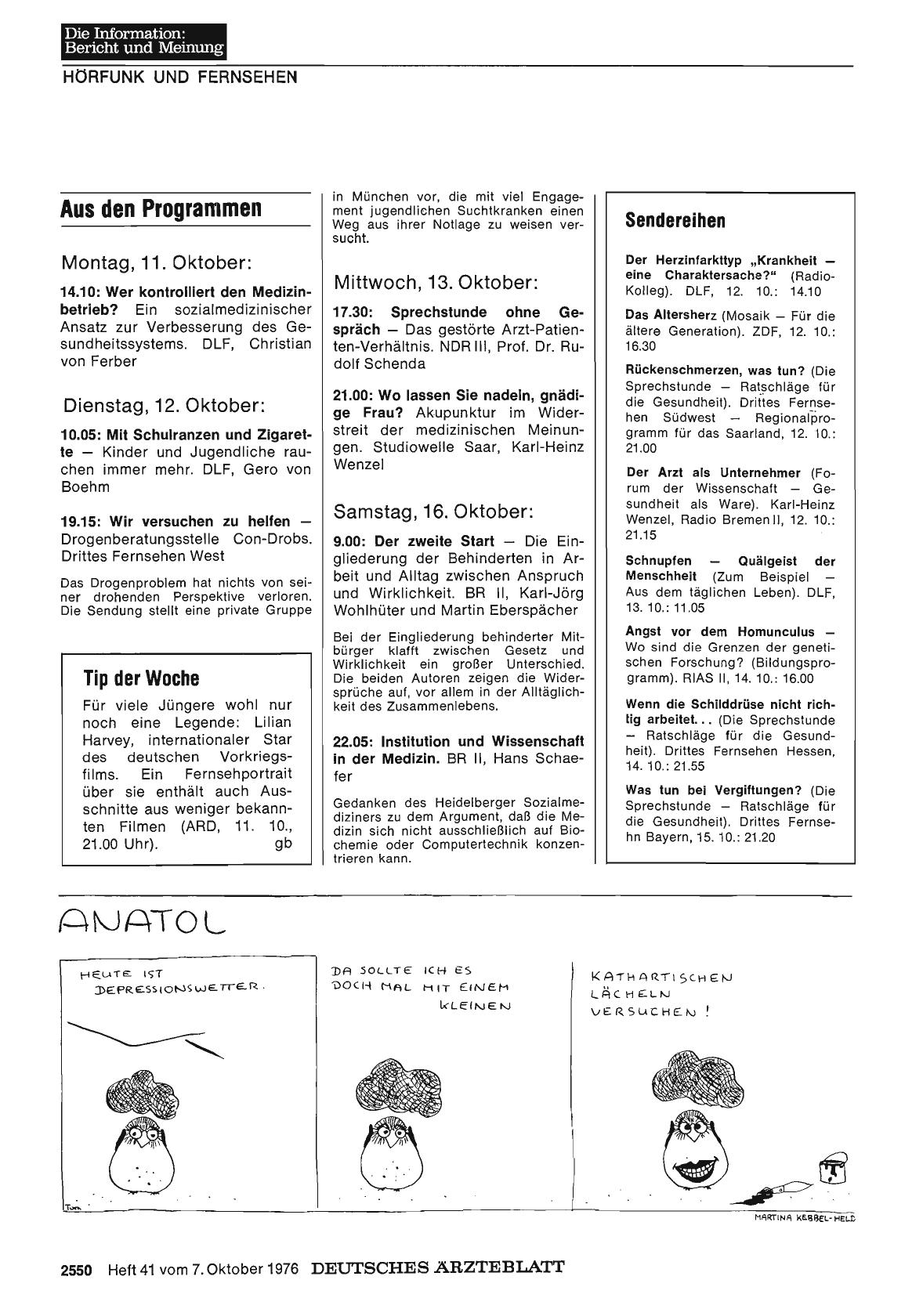 Vorschauseite 1: Aus den Programmen
