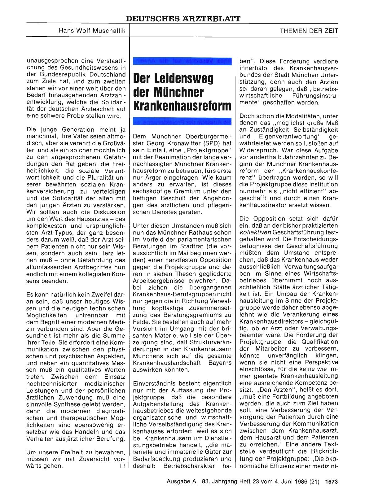 Vorschauseite 1: Der Leidensweg der Münchner Krankenhausreform