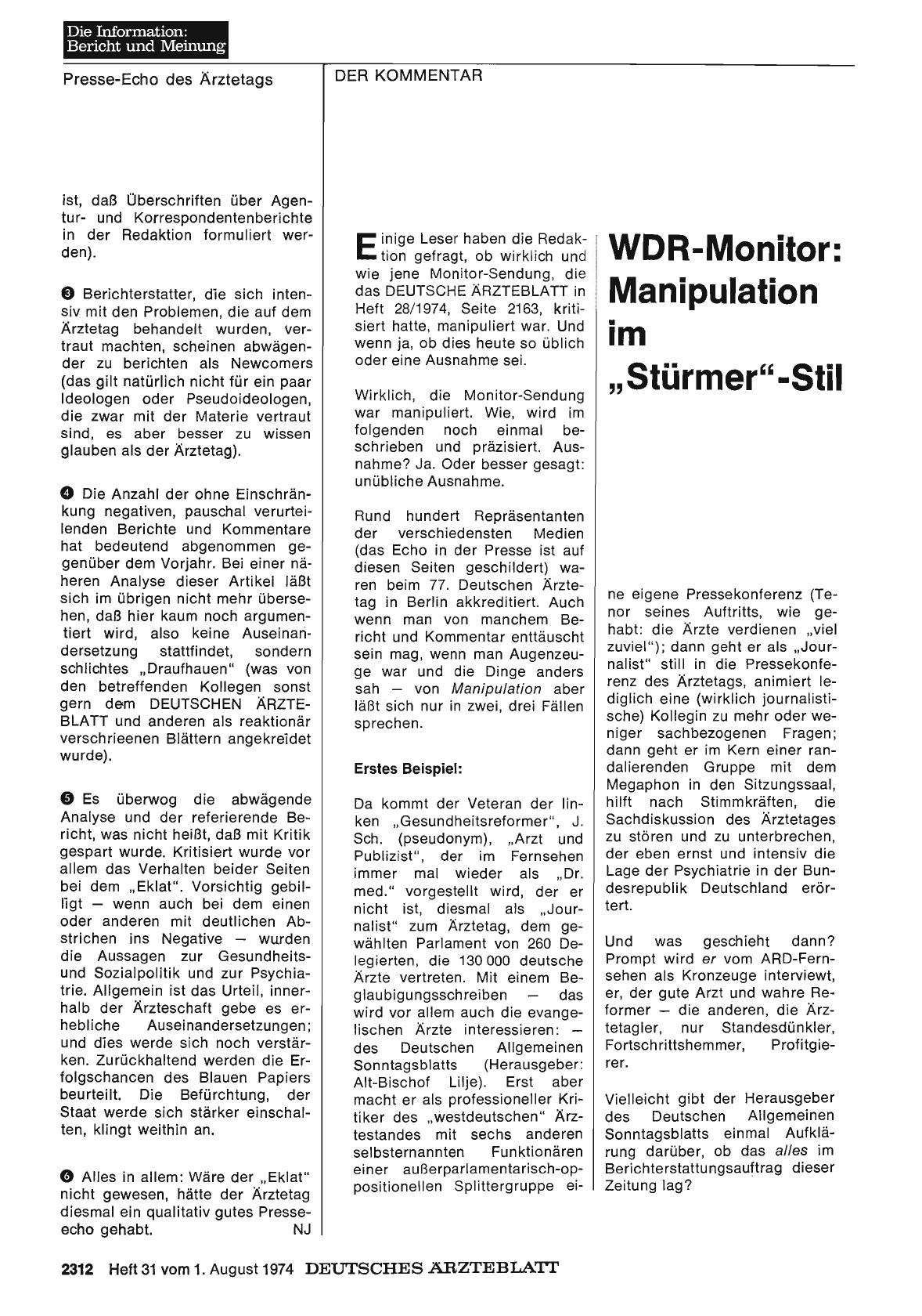 Vorschauseite 1: WDR-Monitor: Manipulation im „Stürmer“-Stil