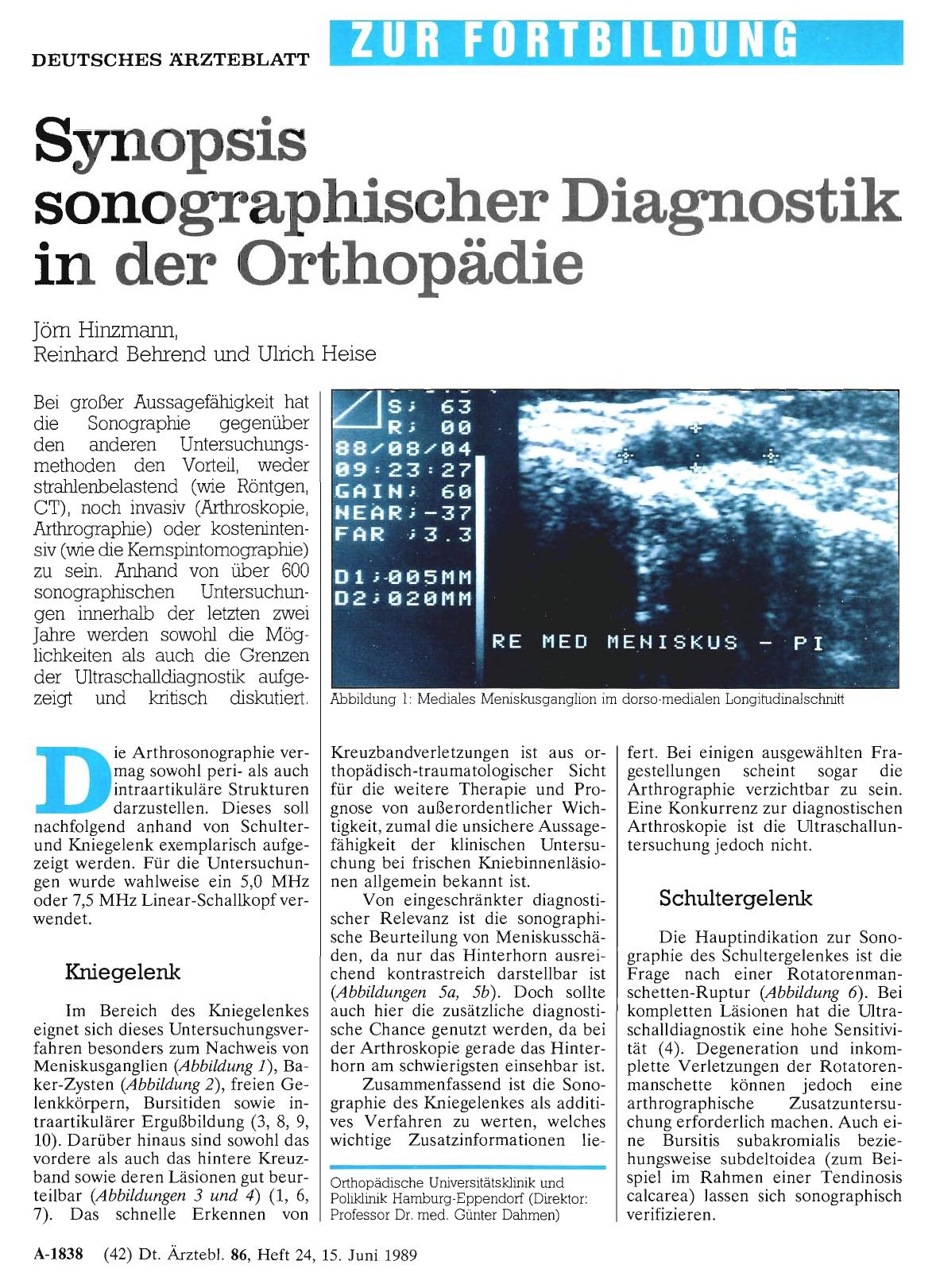 Vorschauseite 1: Synopsis sonographischer Diagnostik in der Orthopädie